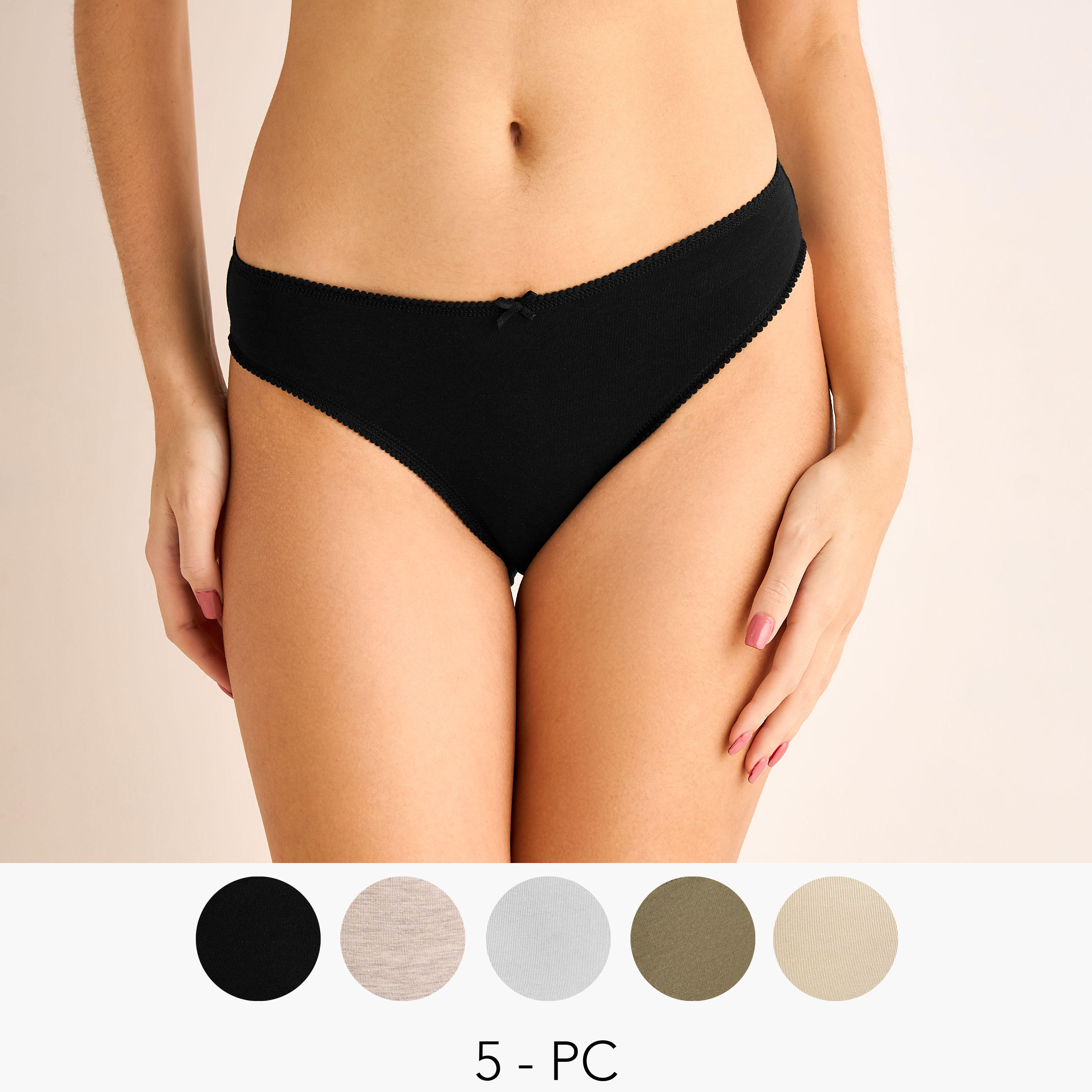 Set of 5 - Bikini Briefs with Scalloped Trim-women-clothing-lingerie-panties-image-1
