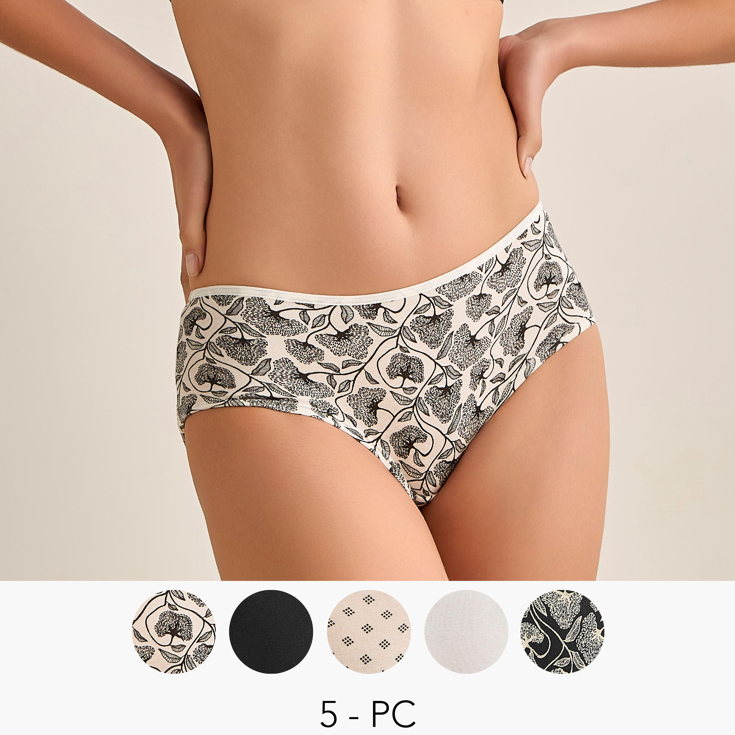 Set of 5 - Briefs with Assorted Prints-women-clothing-lingerie-panties-image-1