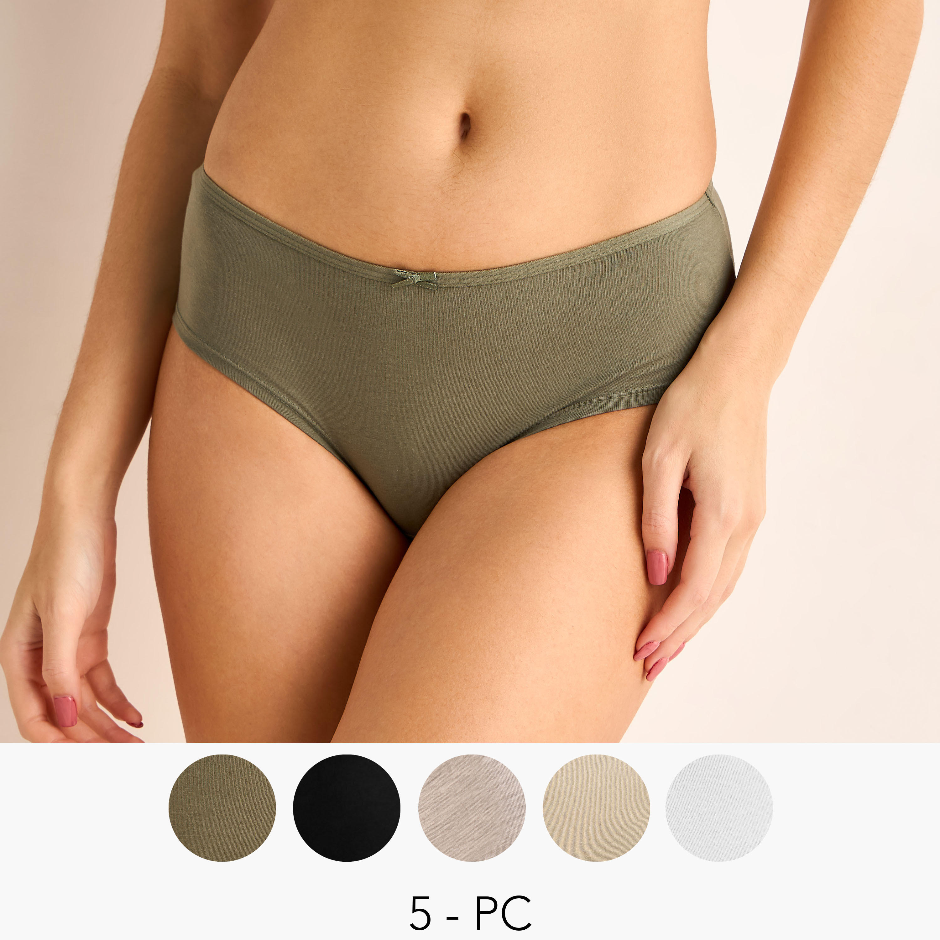 Set of 5 - Bow Detail Briefs-women-clothing-lingerie-panties-image-1