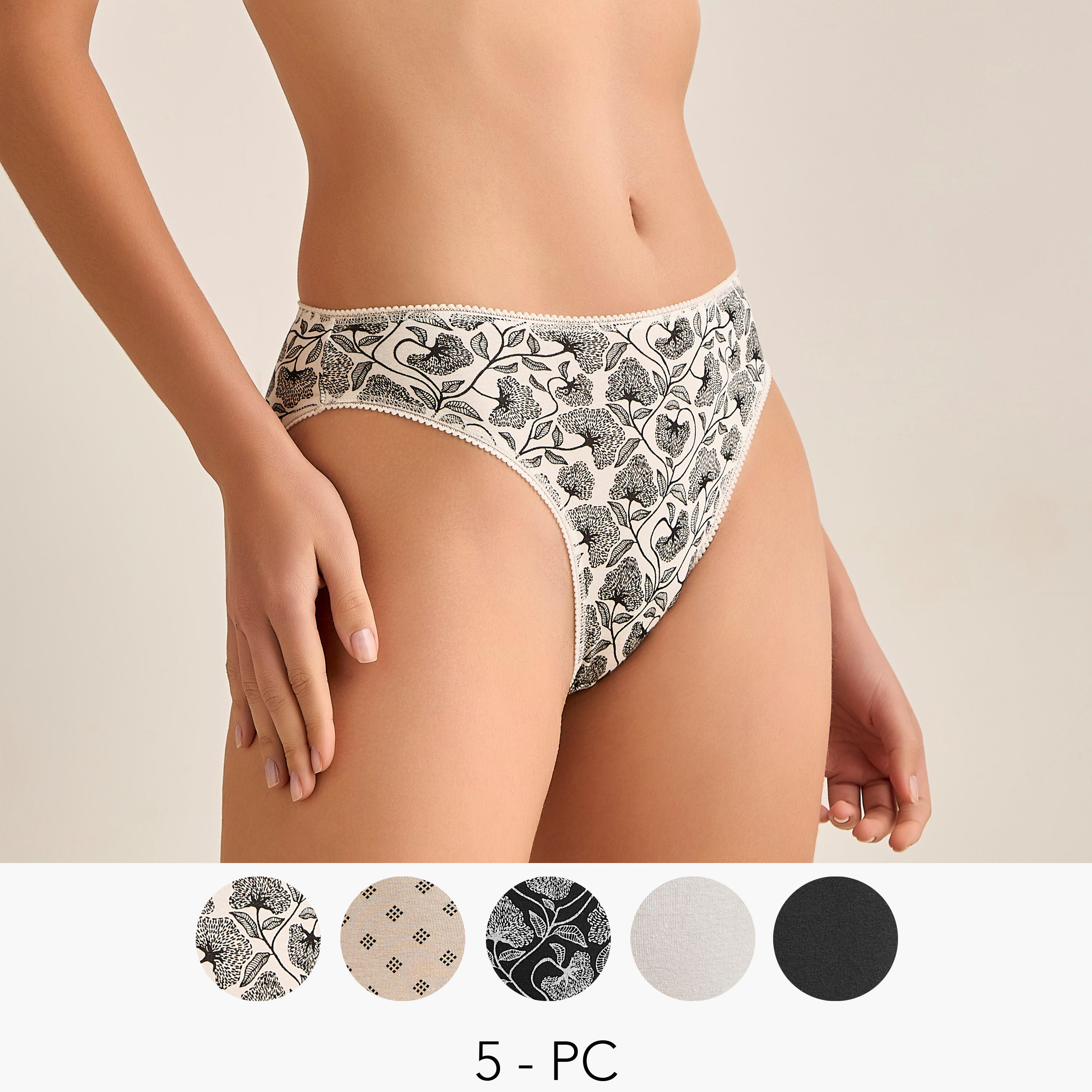 Set of 5 - Bikini Briefs with Assorted Prints-women-clothing-lingerie-panties-image-1