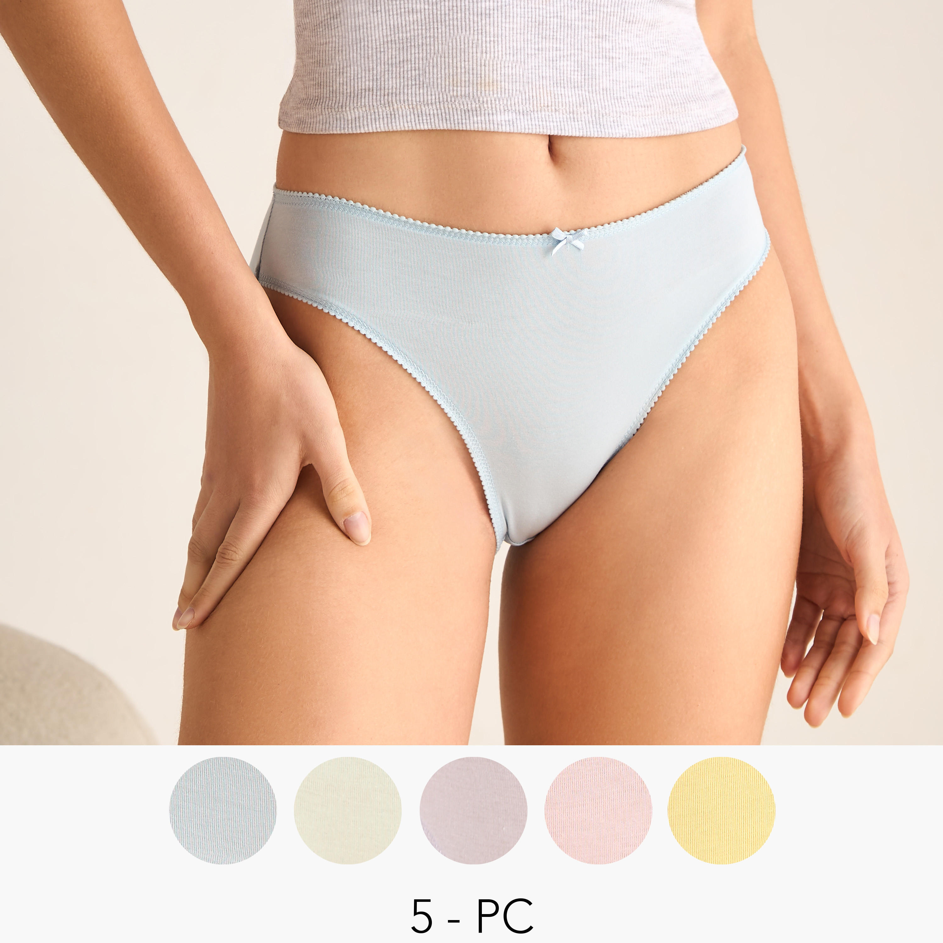Set of 5 - Bikini Briefs with Bow-women-clothing-lingerie-panties-image-1