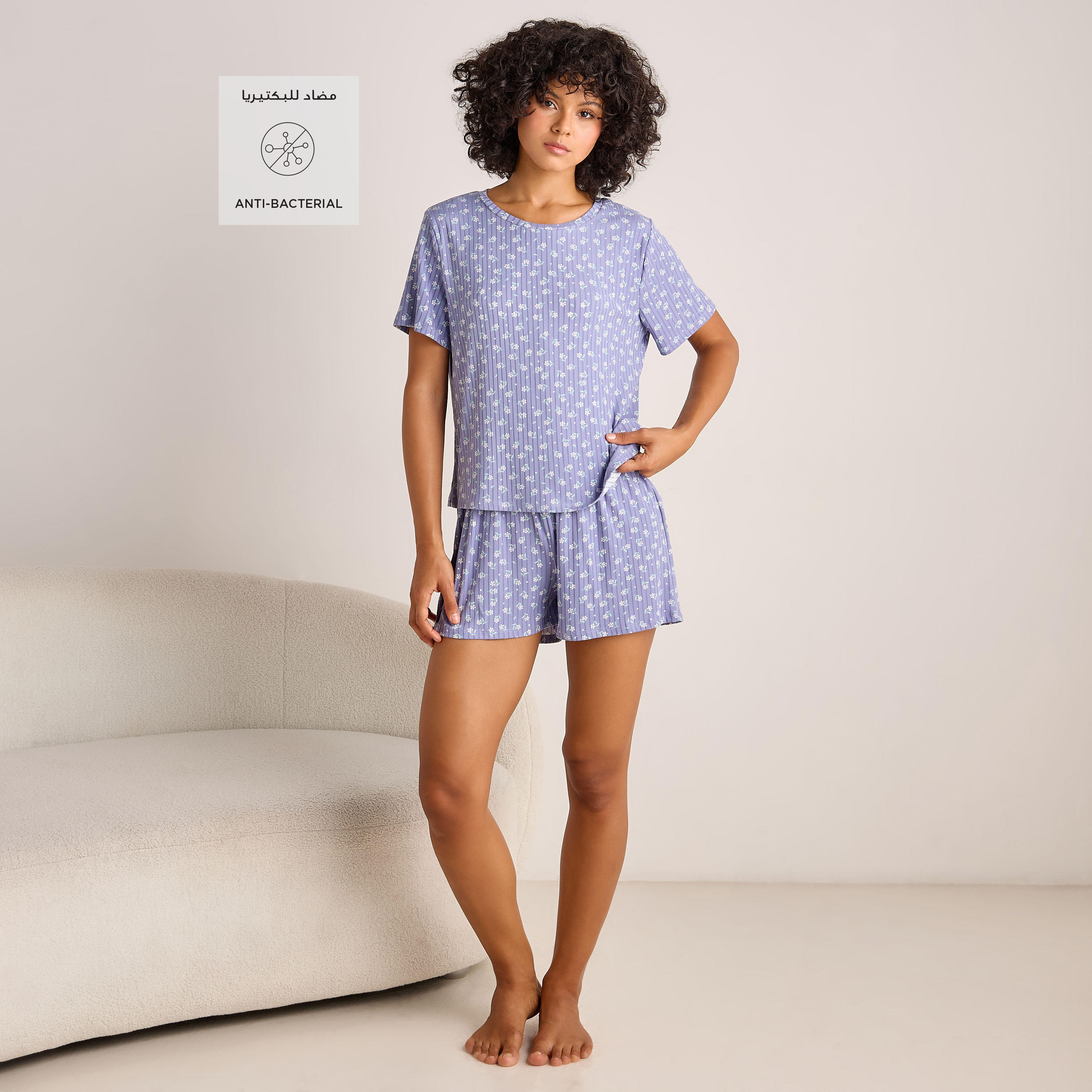 شورت مضلع بارز الملمس-women-clothing-nightwear-pyjamas-bottoms-image-2