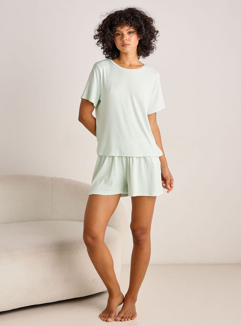 شورت مضلع بارز الملمس-women-clothing-nightwear-pyjamas-bottoms-image-4