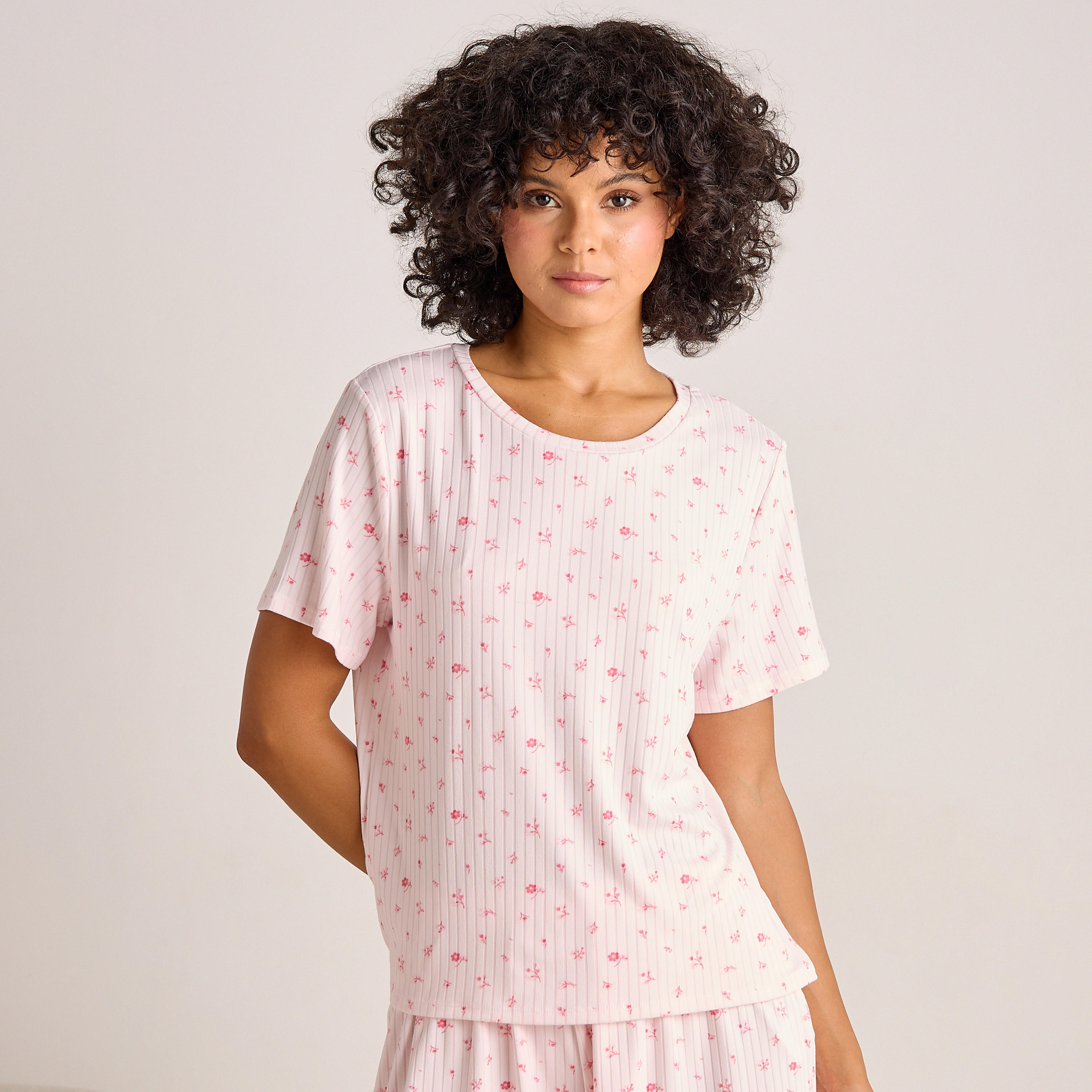 Floral Print Pyjama Set T-shirt-women-clothing-nightwear-pyjamas-tops-image-1