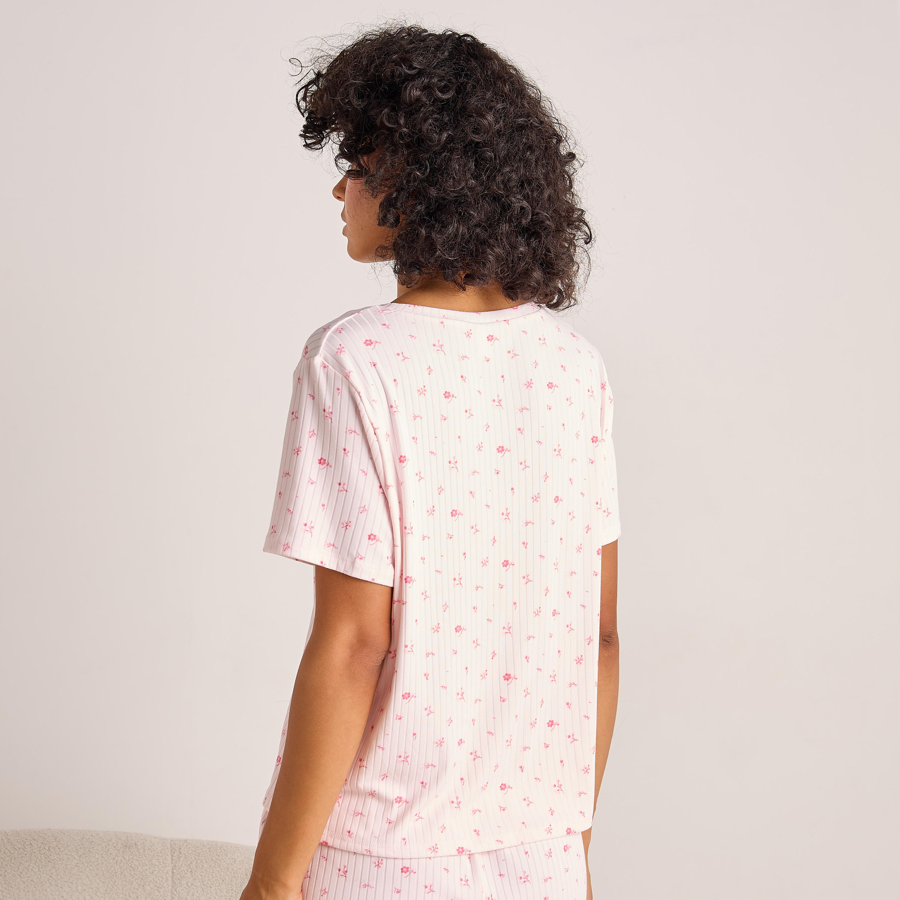 Floral Print Pyjama Set T-shirt-women-clothing-nightwear-pyjamas-tops-image-3