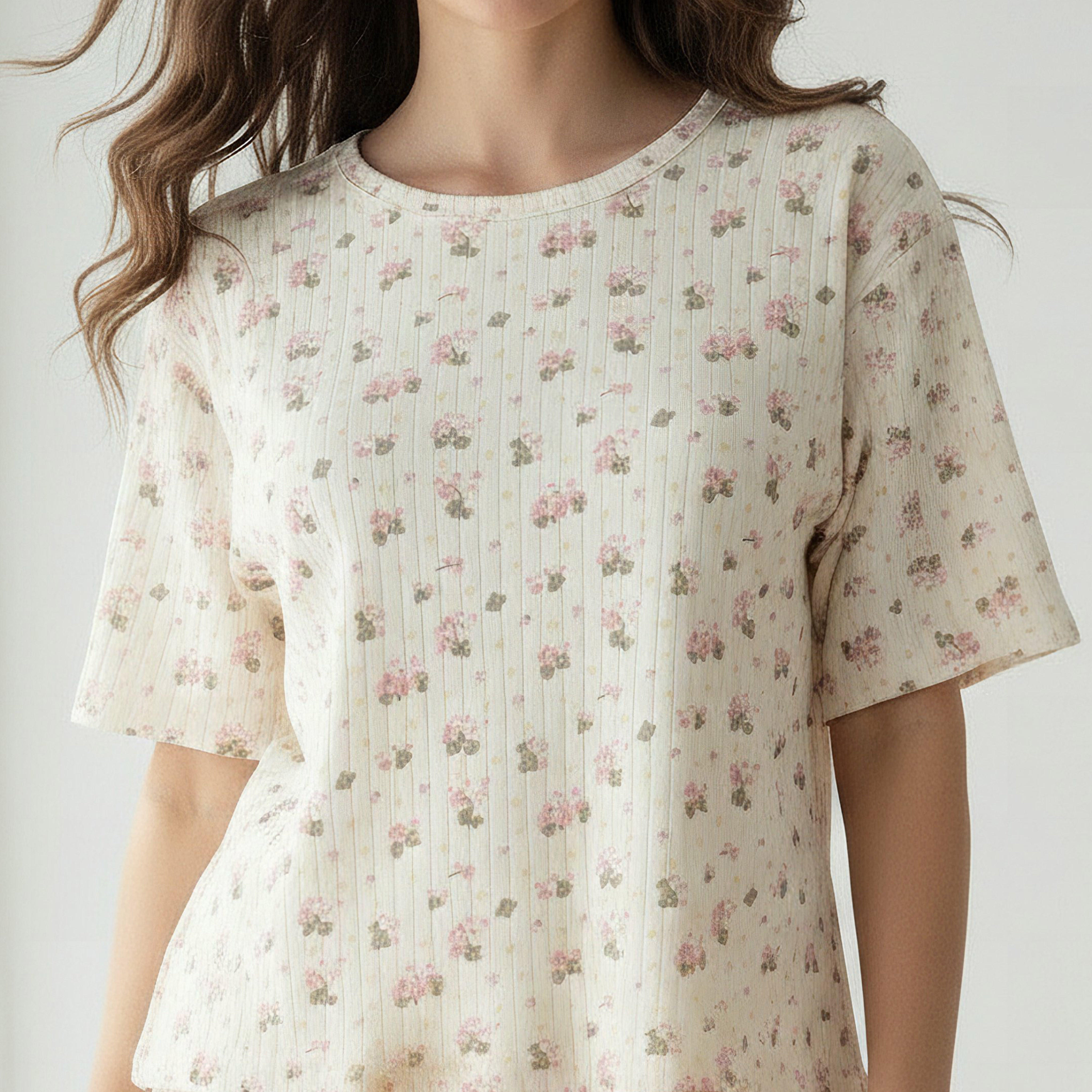 Floral Print Pyjama Set T-shirt-women-clothing-nightwear-pyjamas-tops-image-15
