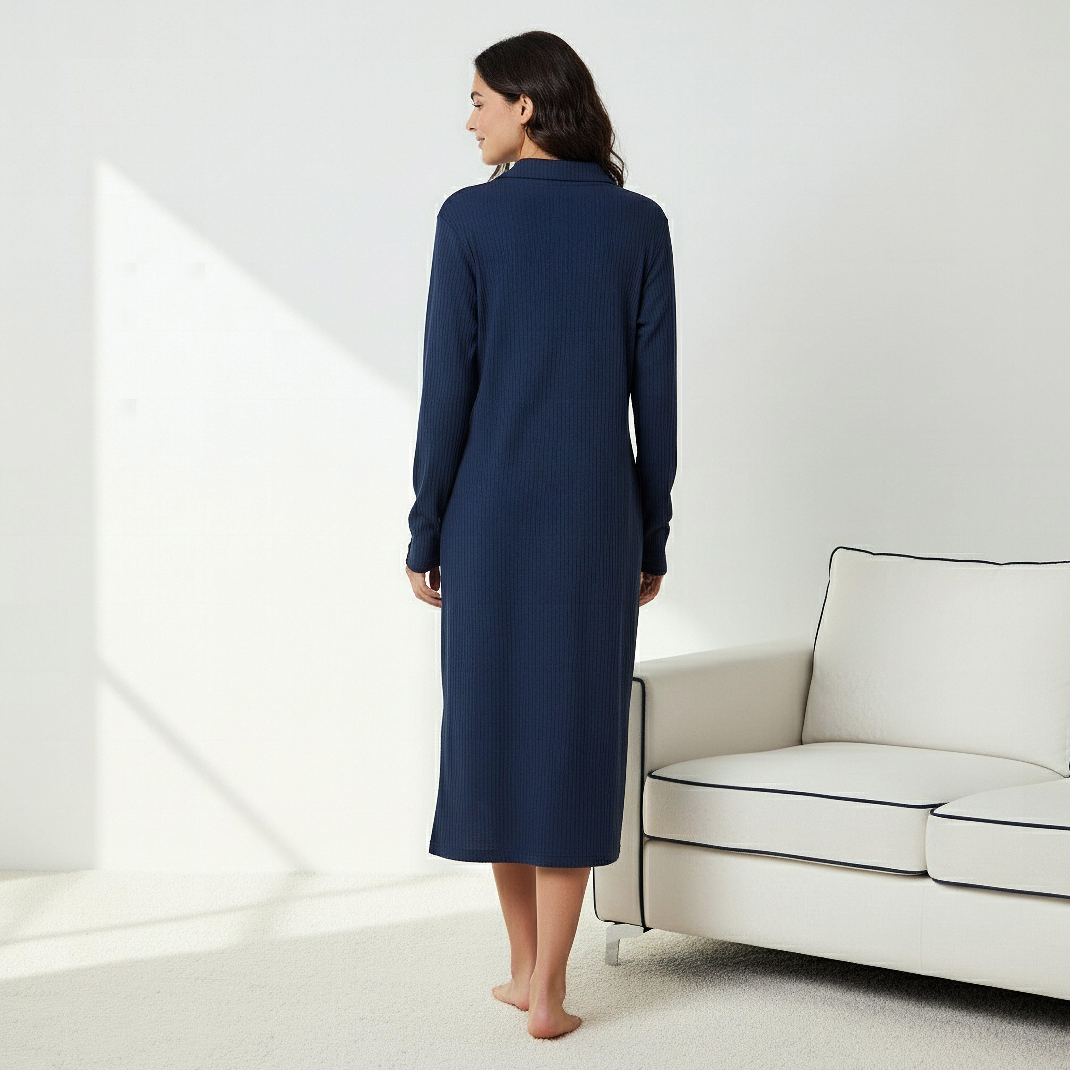 Night Dress with Long Sleeves and Collar-women-clothing-nightwear-nighties-image-3