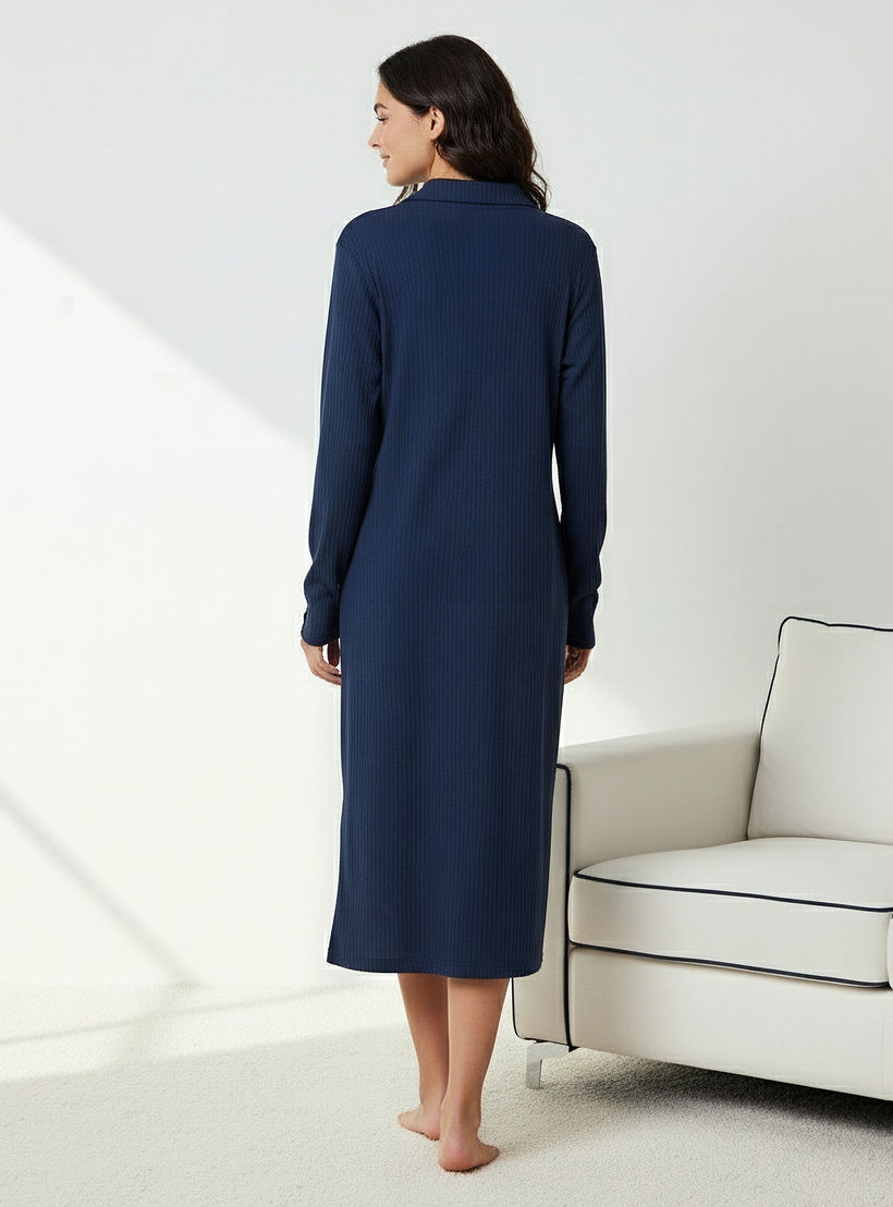 Night Dress with Long Sleeves and Collar-women-clothing-nightwear-nighties-image-3