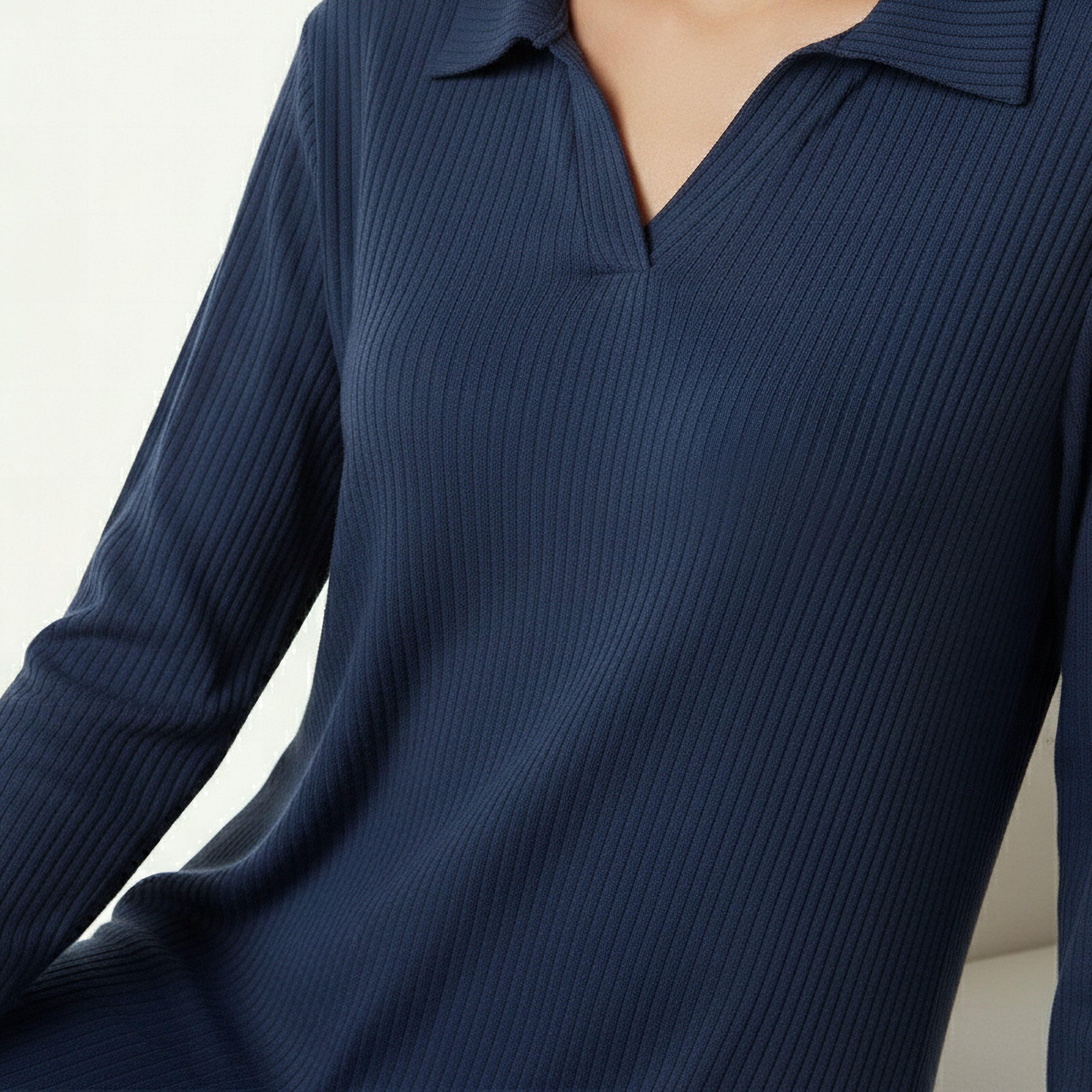 Night Dress with Long Sleeves and Collar-women-clothing-nightwear-nighties-image-4