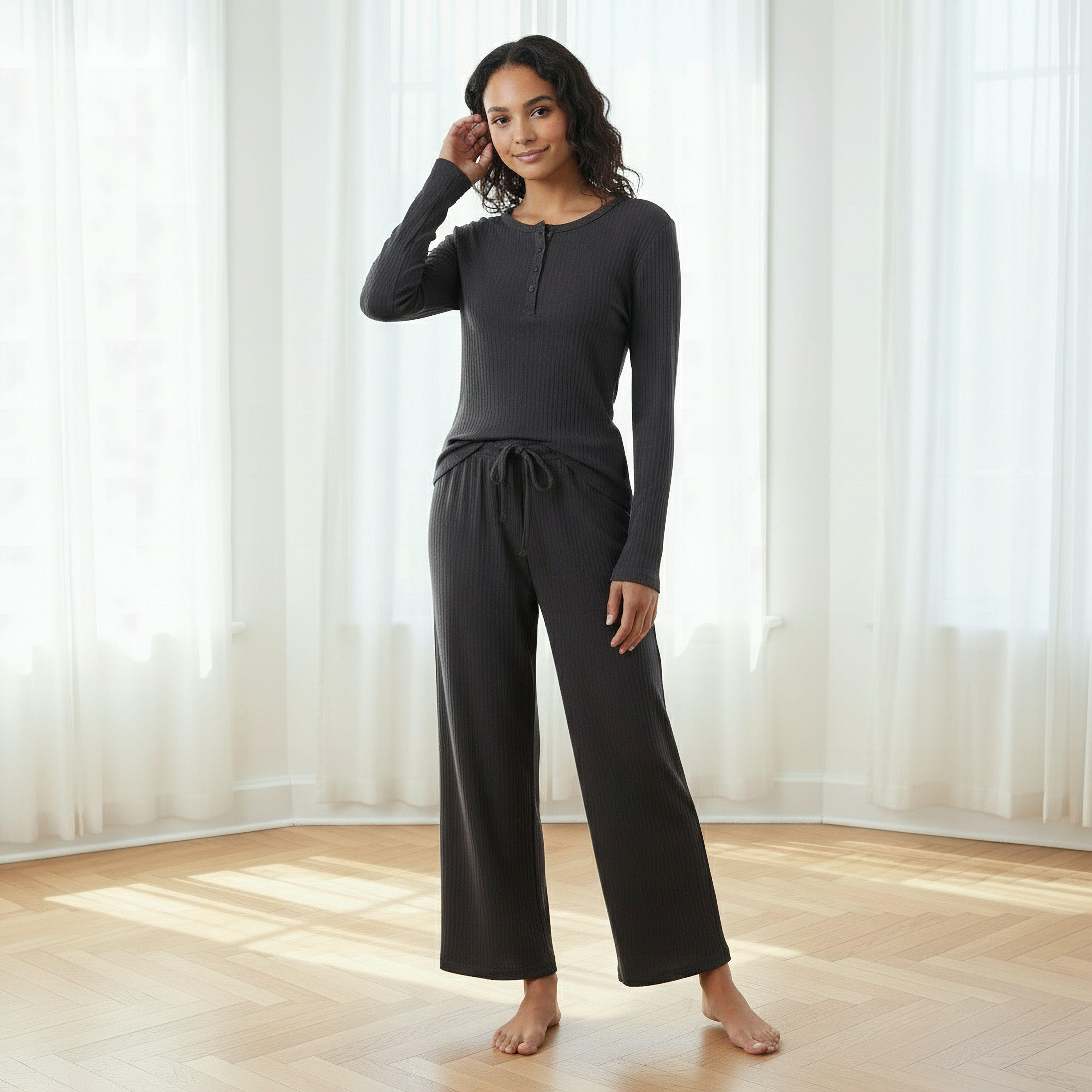 Pyjama Set Ribbed Top & Pants-women-clothing-nightwear-pyjamas-longsets-image-1