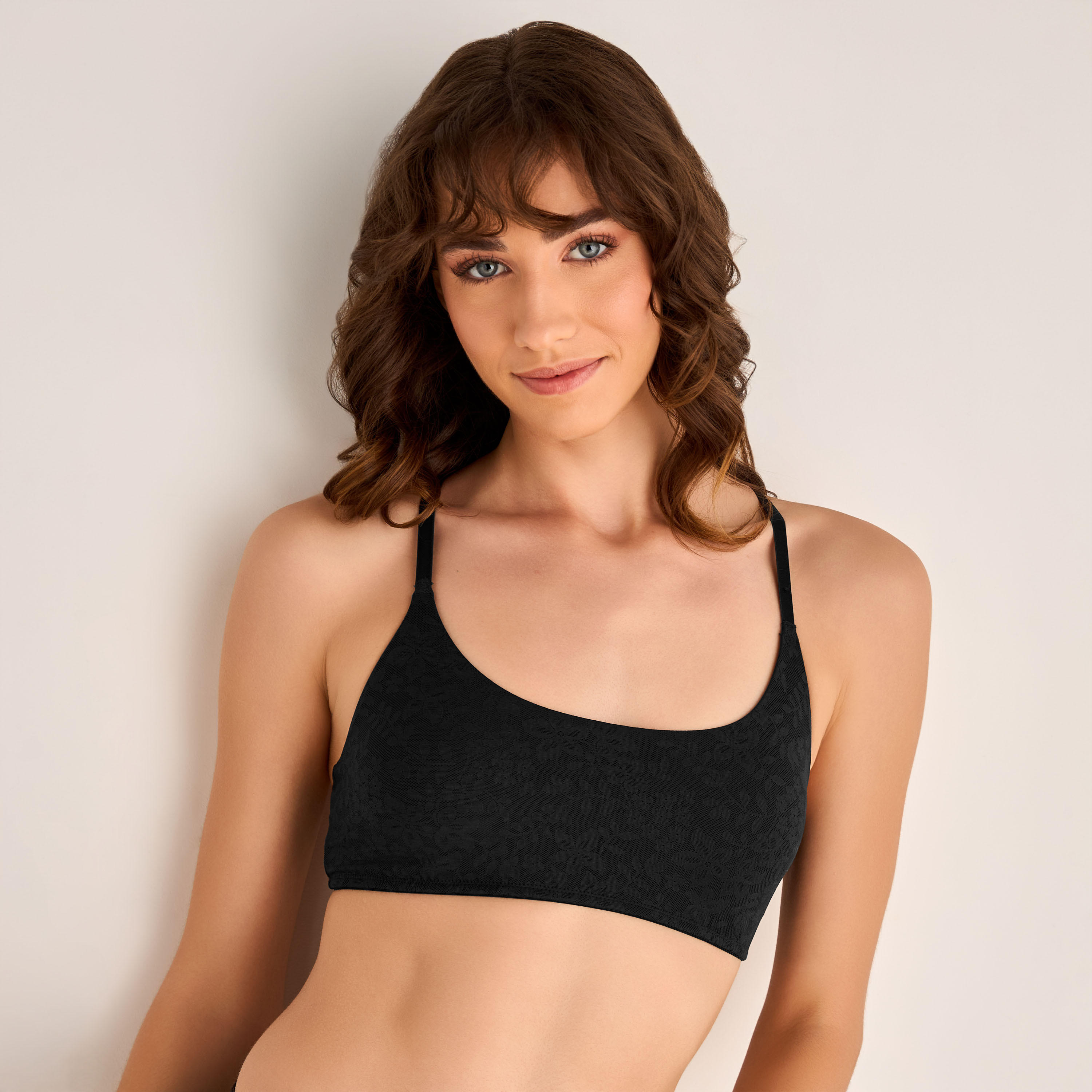 Floral Lace Textured Support Bra-women-clothing-lingerie-bras-image-1