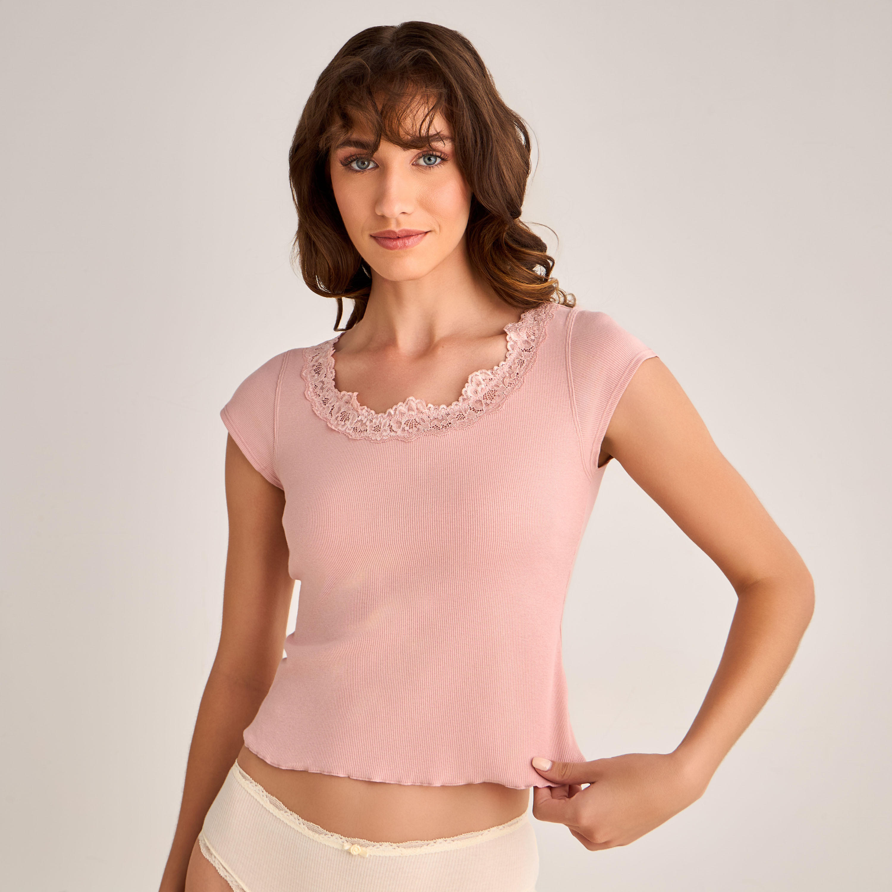 Ribbed Camisole with Lace Trim-women-clothing-lingerie-camisoles-image-1
