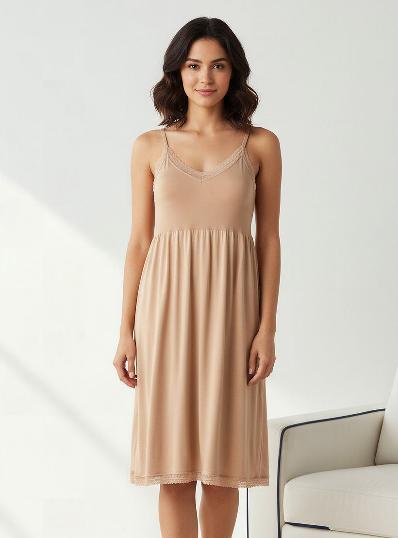 فستان نوم دون أكمام بحافة دانتيل وأحزمة قابلة للتعديل-women-clothing-nightwear-nighties-image-1