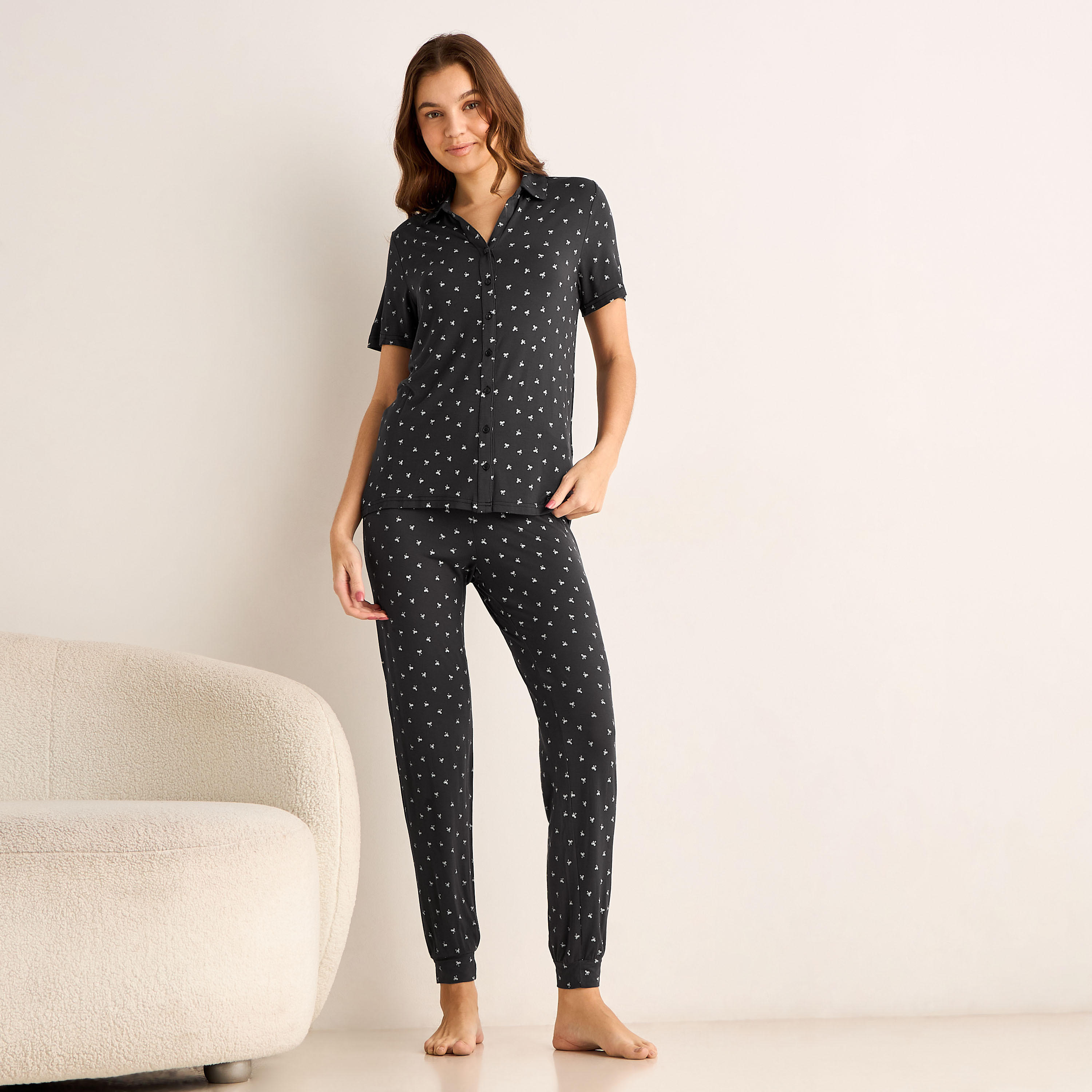 Pyjama Set Button-Down Shirt and Pants Modal-women-clothing-nightwear-pyjamas-longsets-image-1