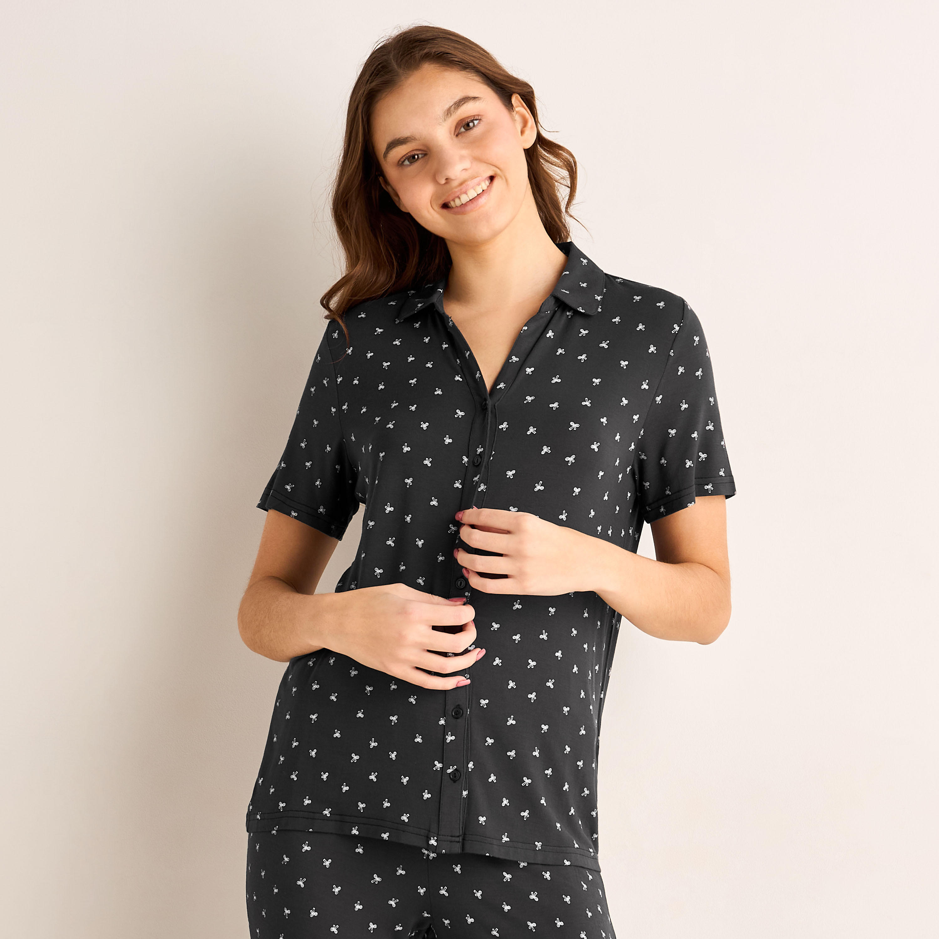 Pyjama Set Button-Down Shirt and Pants Modal-women-clothing-nightwear-pyjamas-longsets-image-2