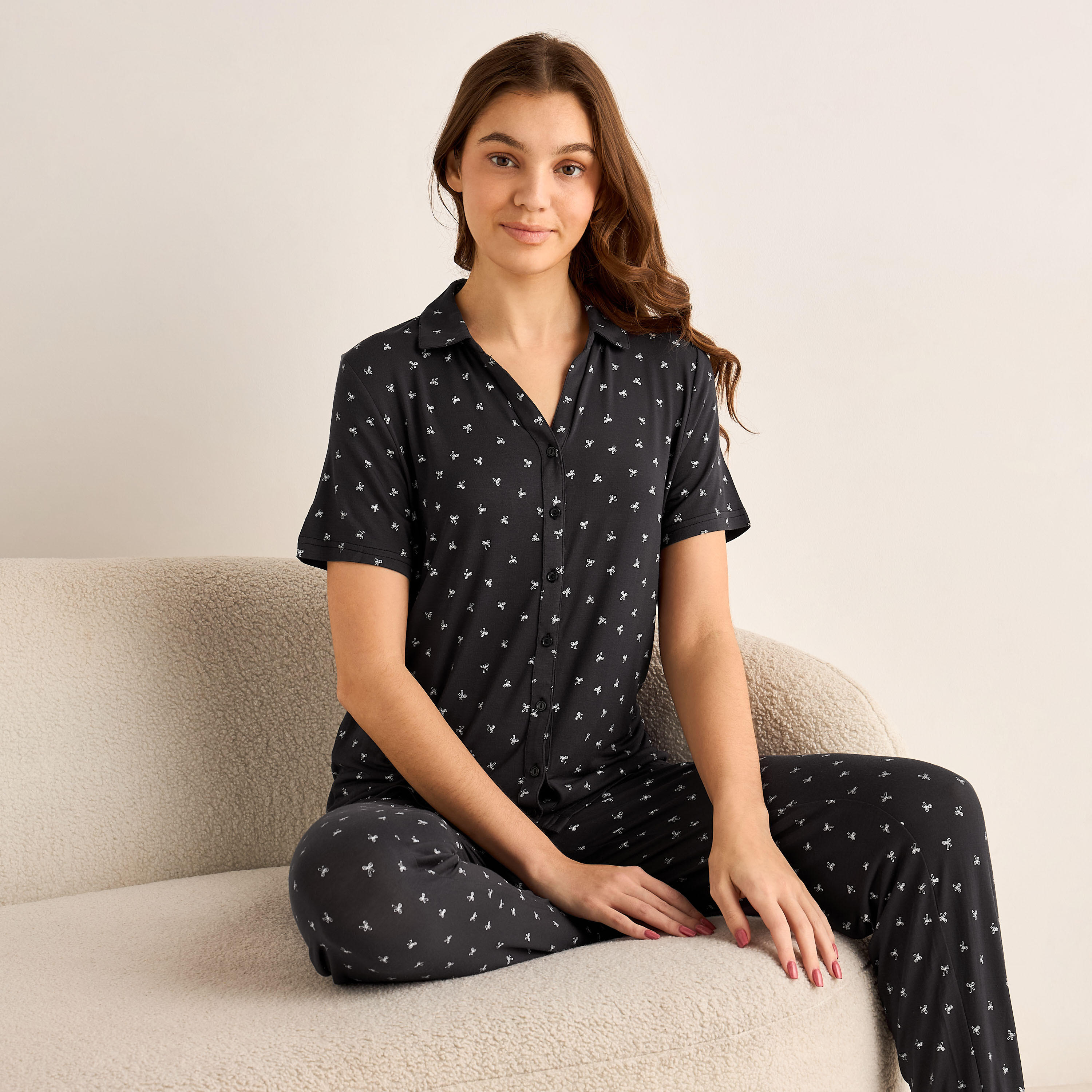 Pyjama Set Button-Down Shirt and Pants Modal-women-clothing-nightwear-pyjamas-longsets-image-6