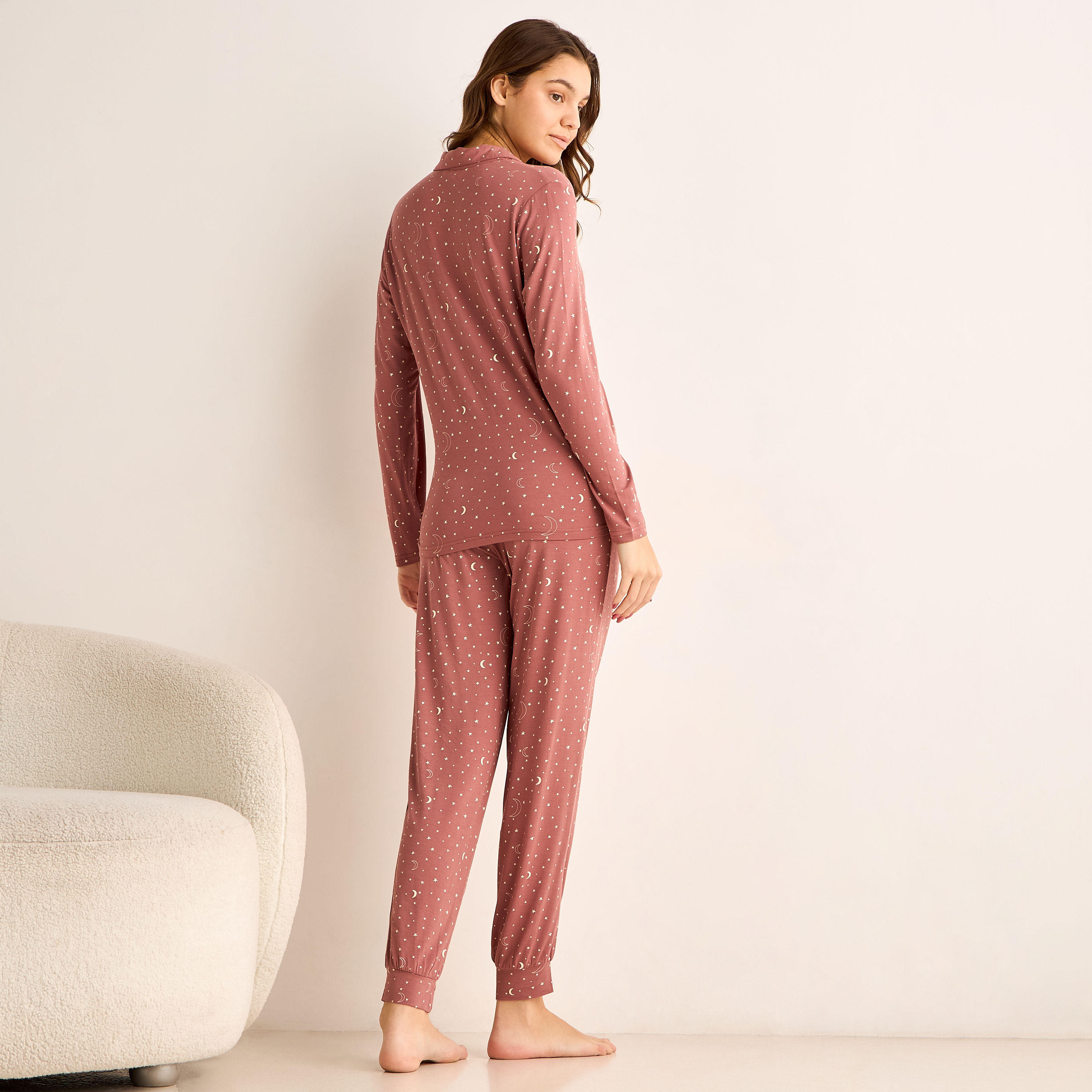 Pyjama Set Button-Down Shirt and Pants Modal-women-clothing-nightwear-pyjamas-longsets-image-4