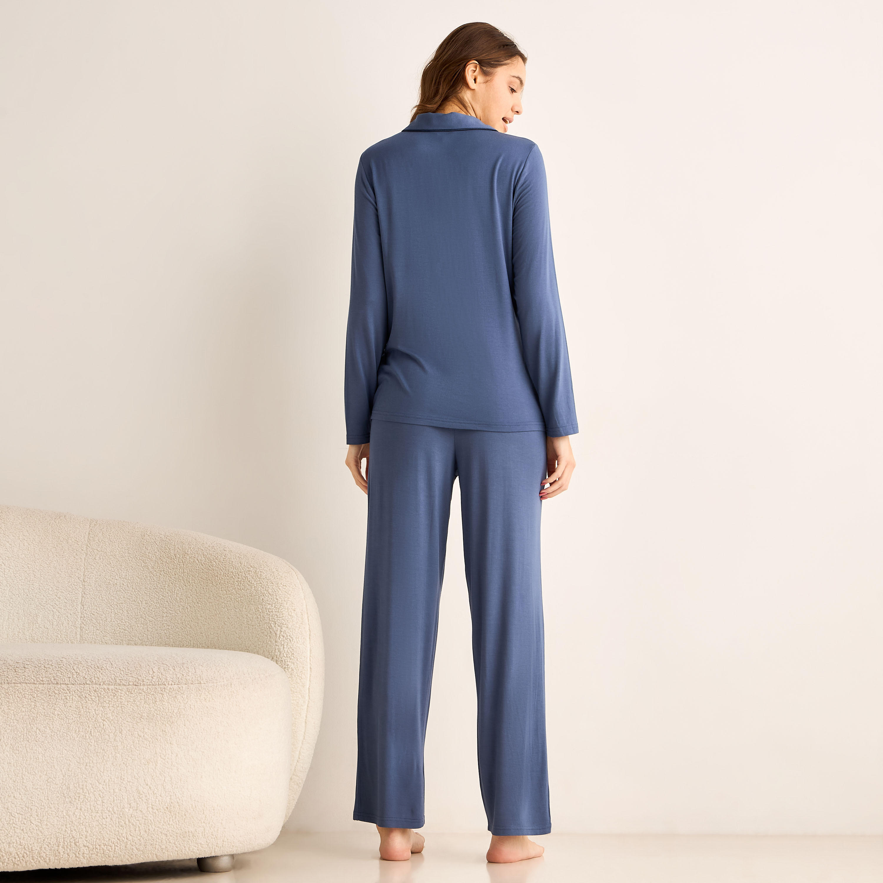 Pyjama Set Button-Down Shirt and Pants Modal-women-clothing-nightwear-pyjamas-longsets-image-3