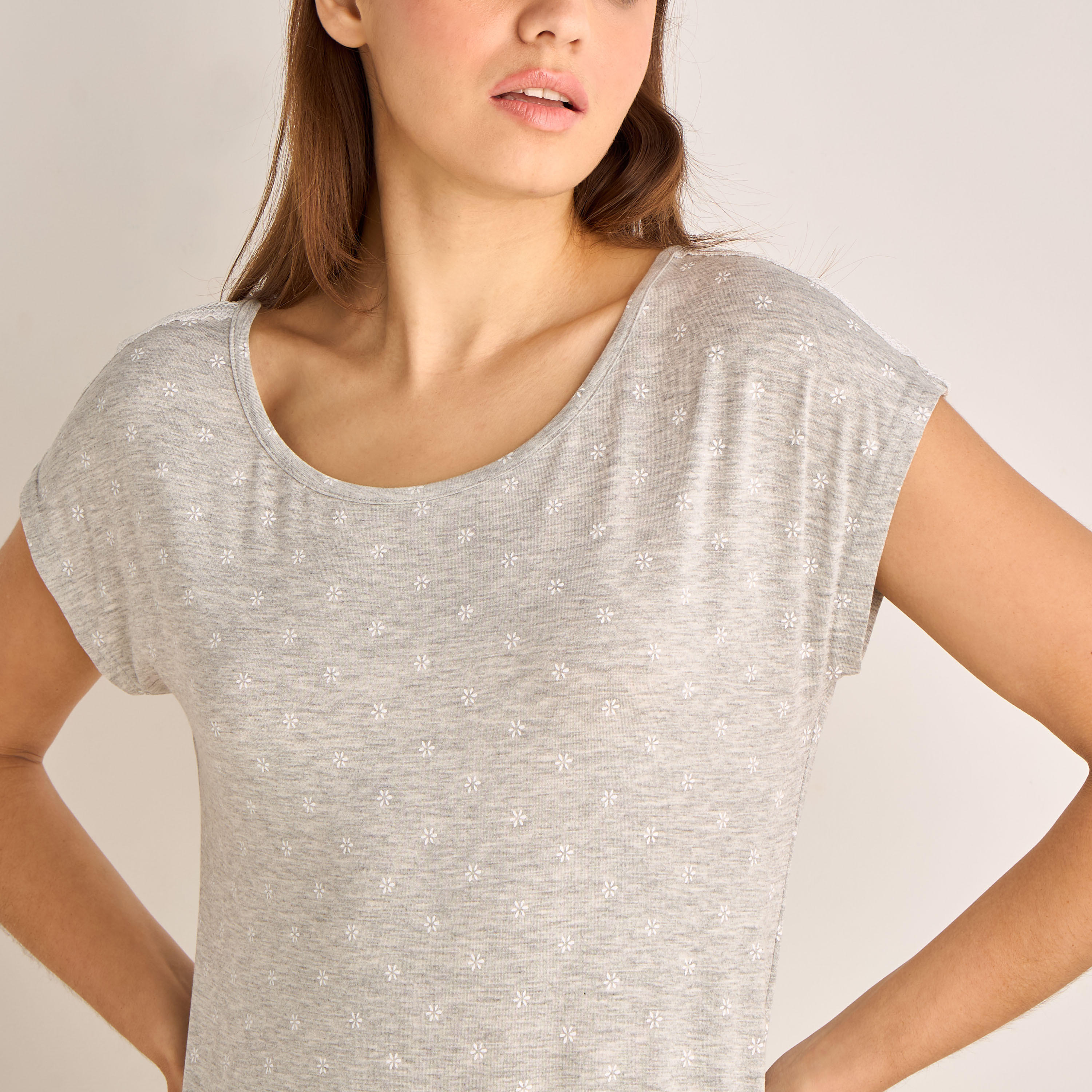 Night Dress Short Sleeves Floral Print-women-clothing-nightwear-nighties-image-5