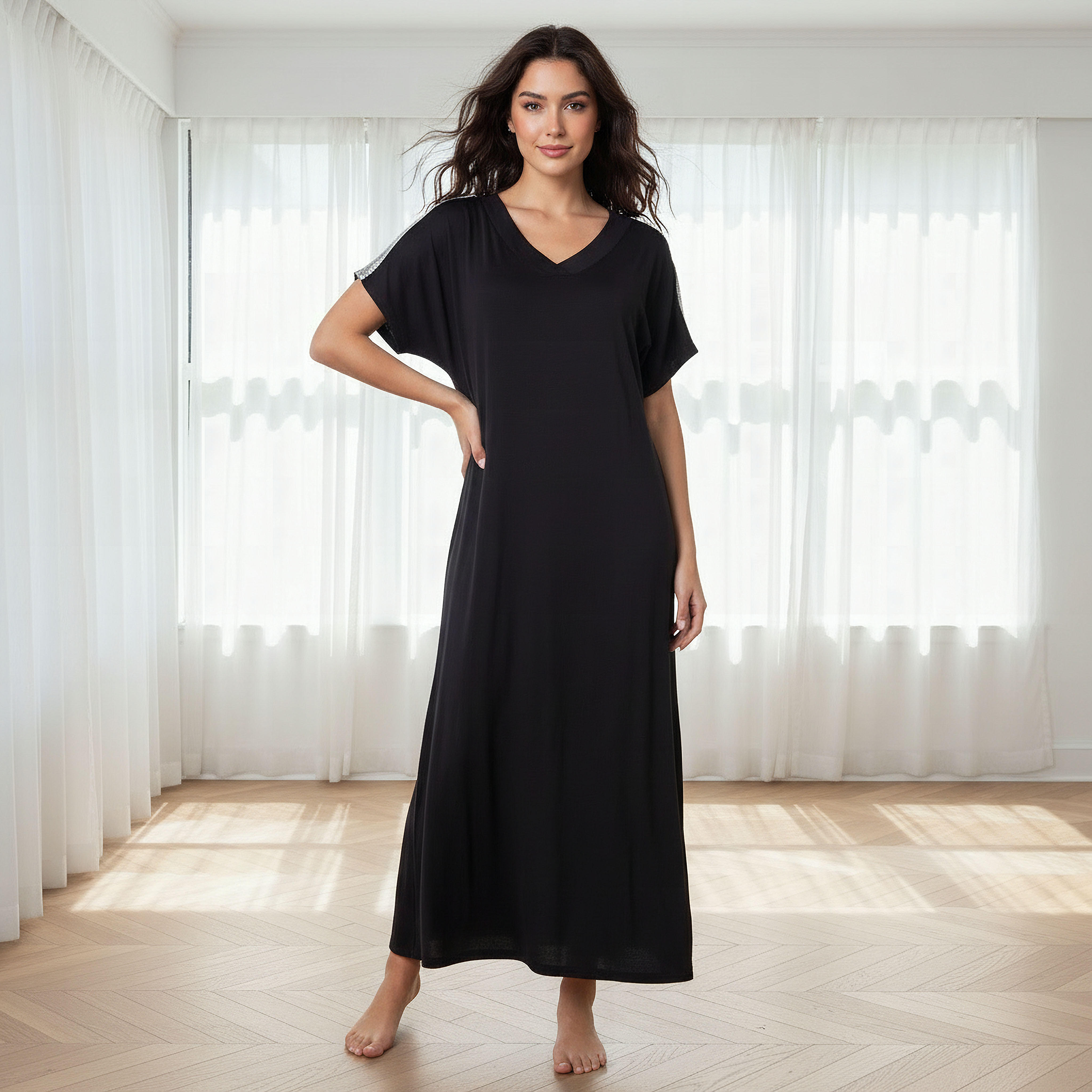 Night Gown Short Sleeve-women-clothing-nightwear-nighties-image-1