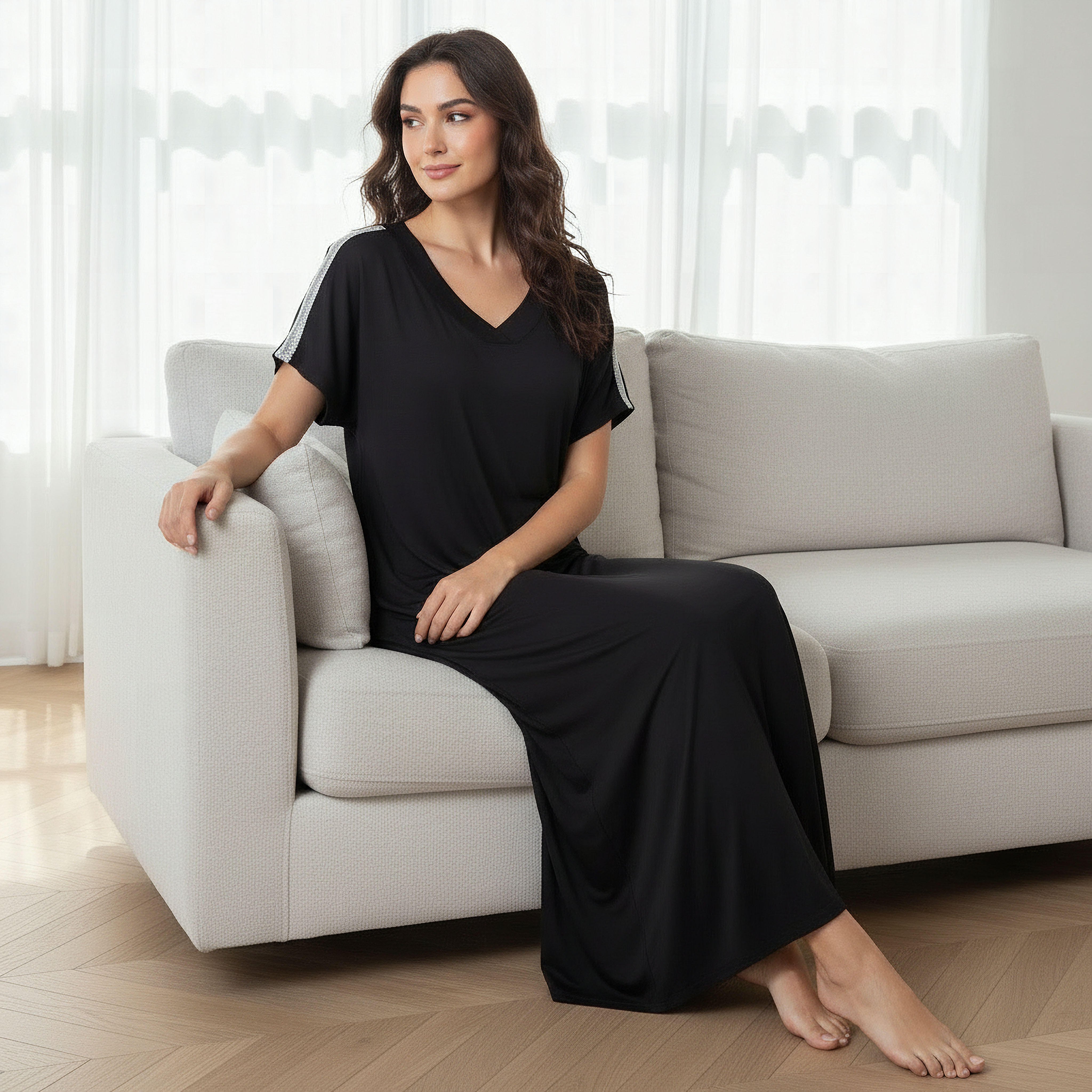Night Gown Short Sleeve-women-clothing-nightwear-nighties-image-2