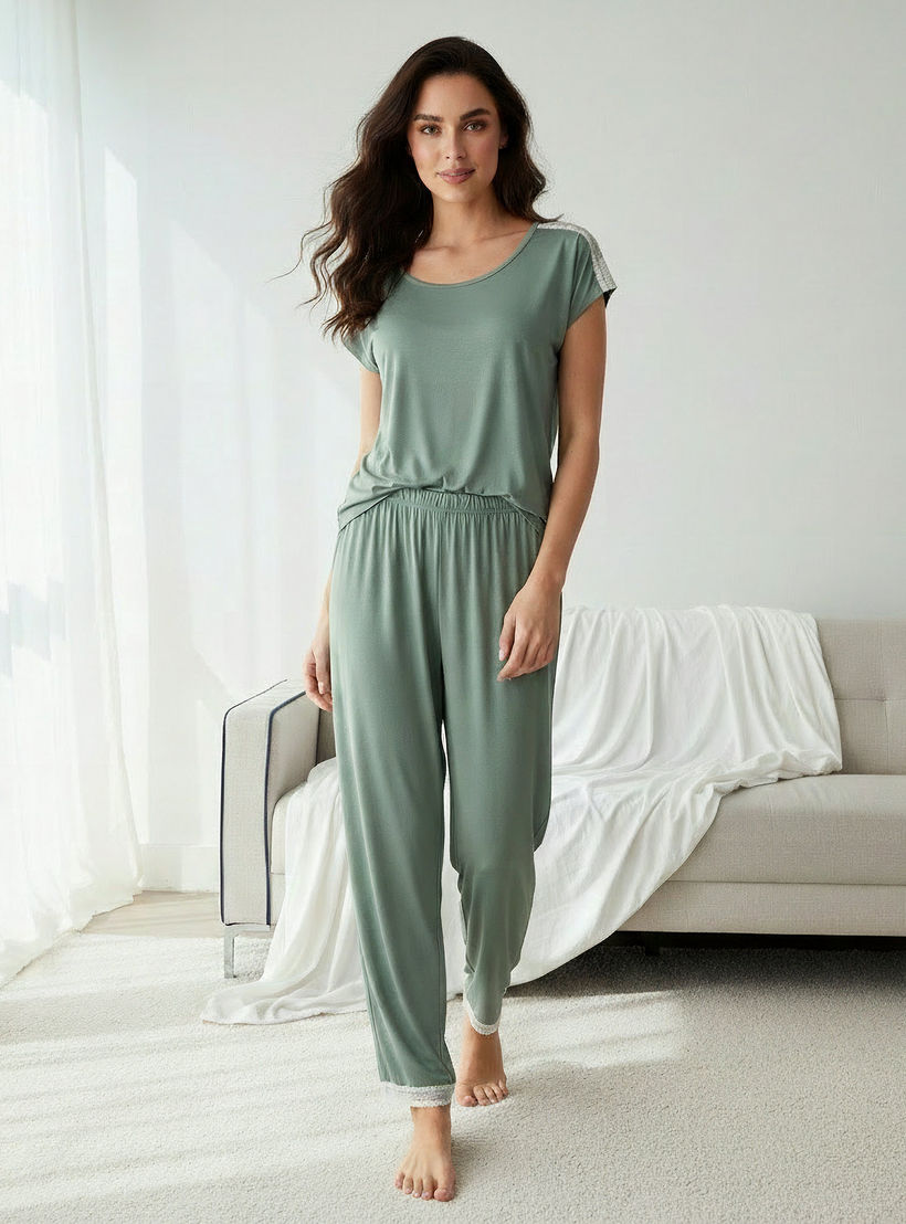 طقم بيجاما من بلوزة وبنطلون-women-clothing-nightwear-pyjamas-longsets-image-3