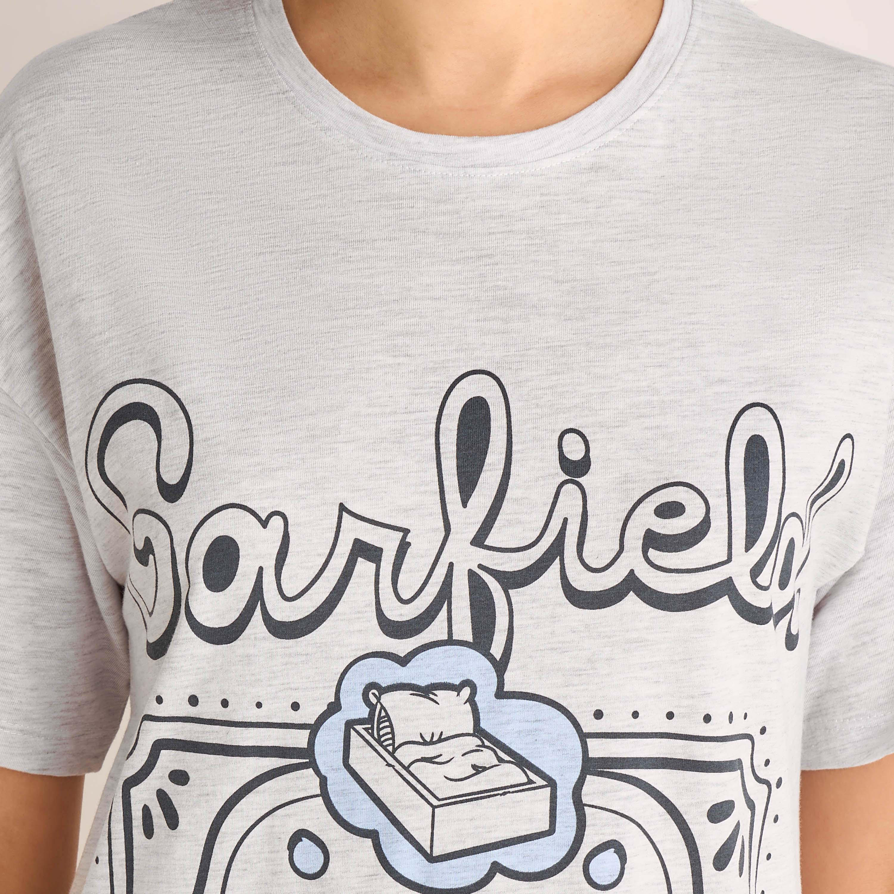 Sleepshirt Short Sleeves with Garfield Print-women-clothing-nightwear-nighties-image-3