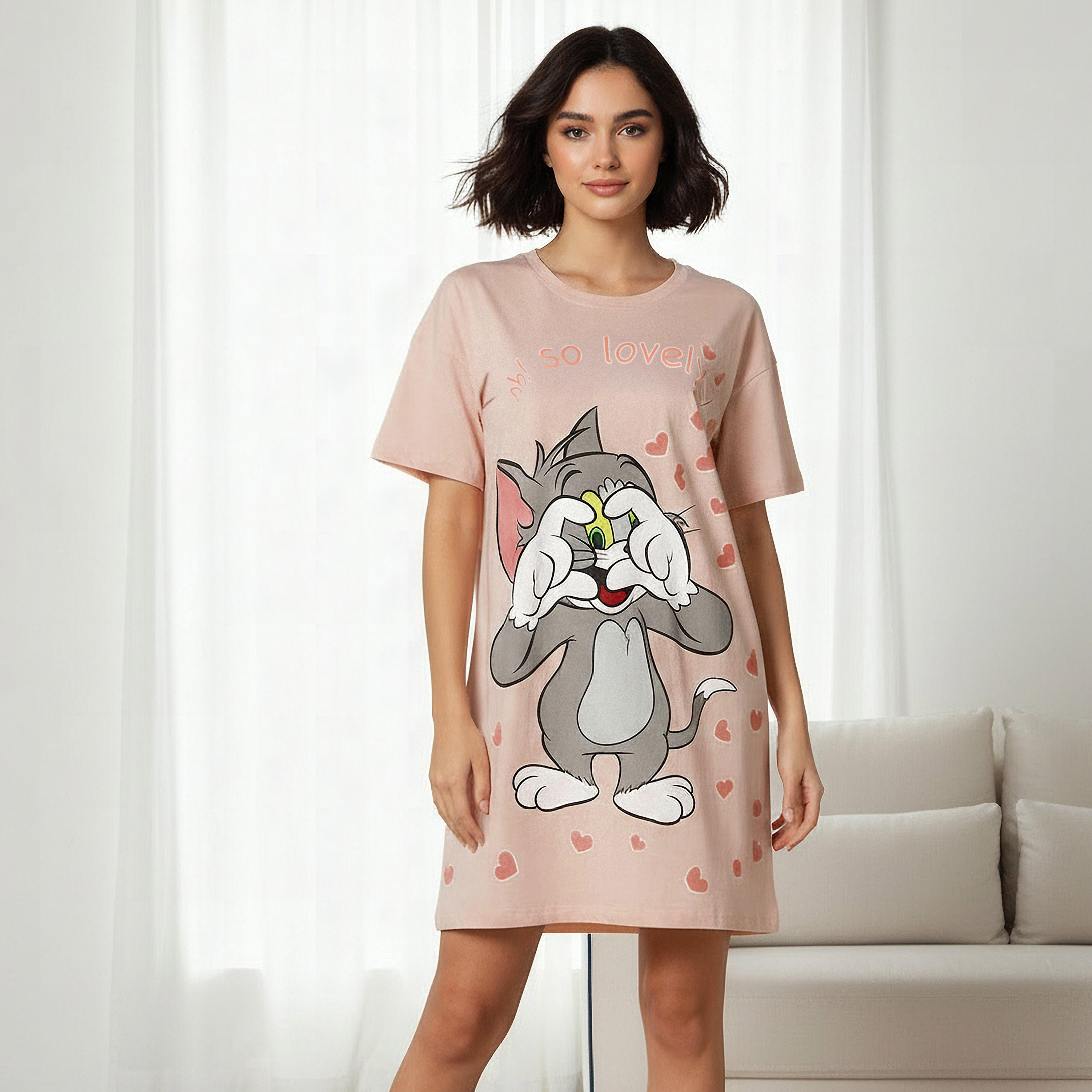 قميص نوم بطبعات توم وجيري-women-clothing-nightwear-nighties-image-1
