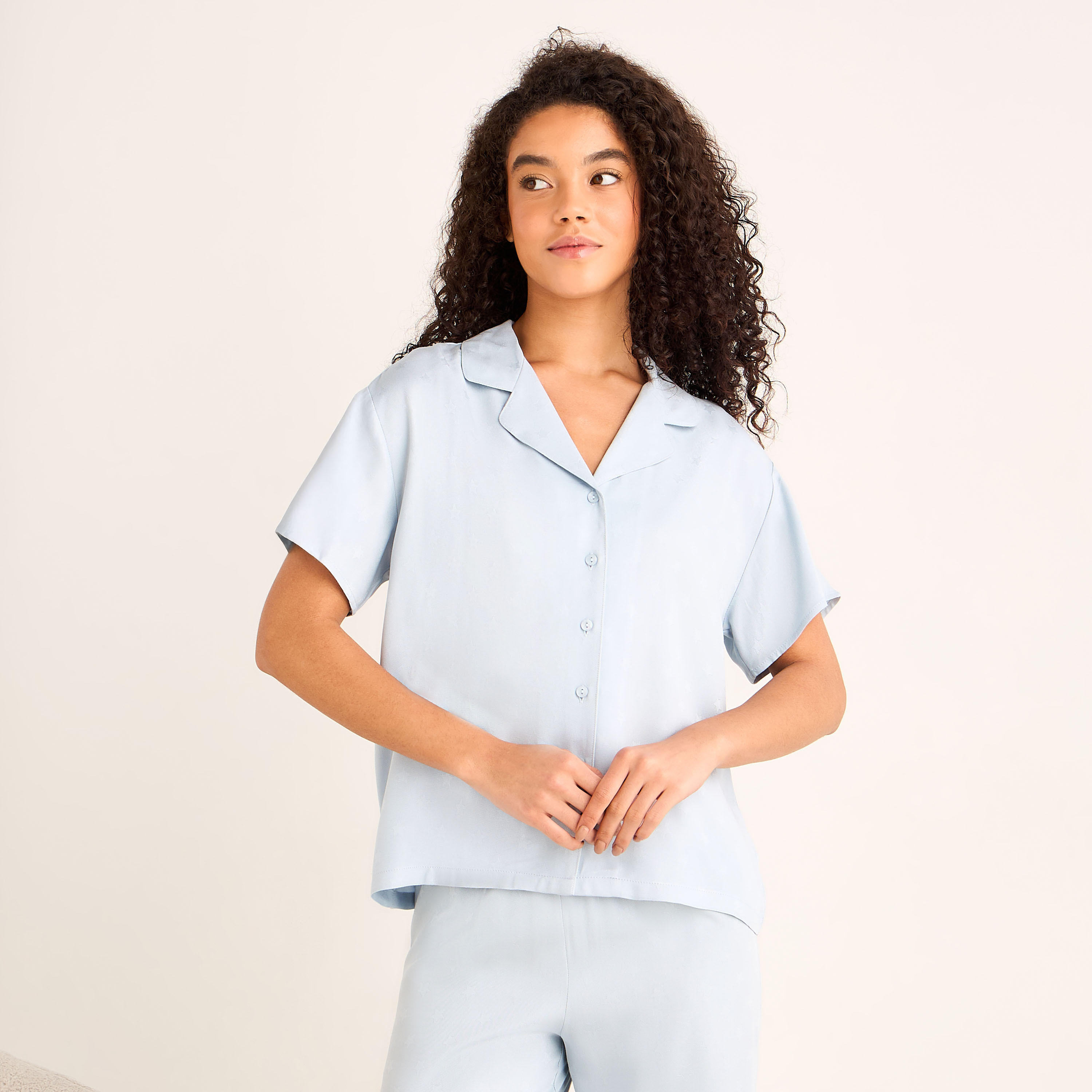 Pyjama Set Button-Down Shirt & Trousers-women-clothing-nightwear-pyjamas-longsets-image-2