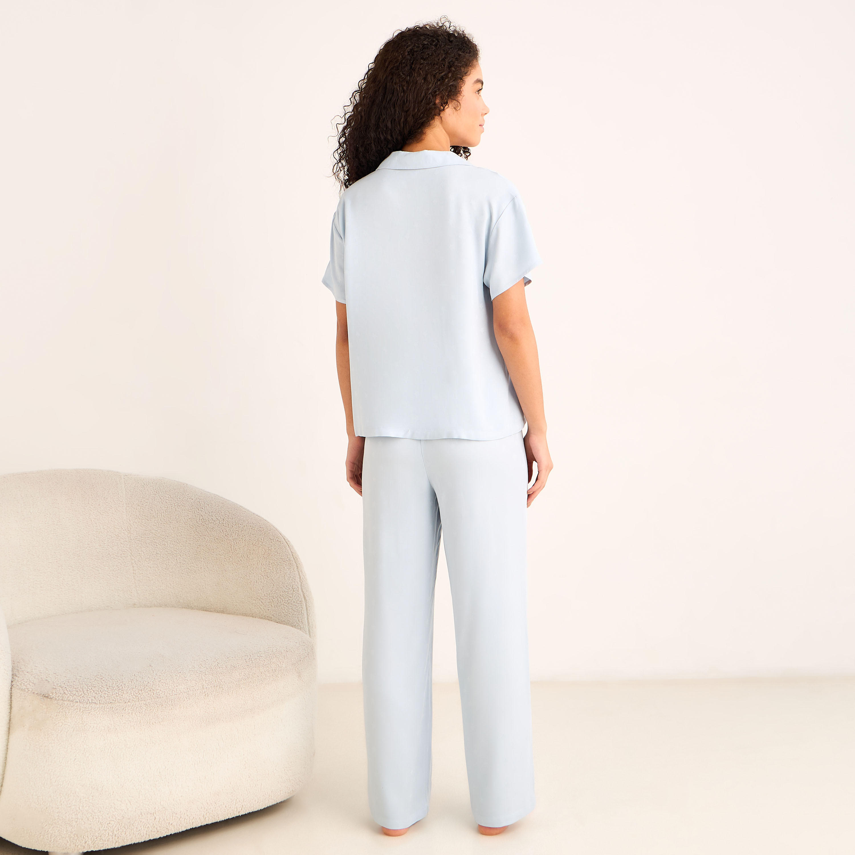Pyjama Set Button-Down Shirt & Trousers-women-clothing-nightwear-pyjamas-longsets-image-4