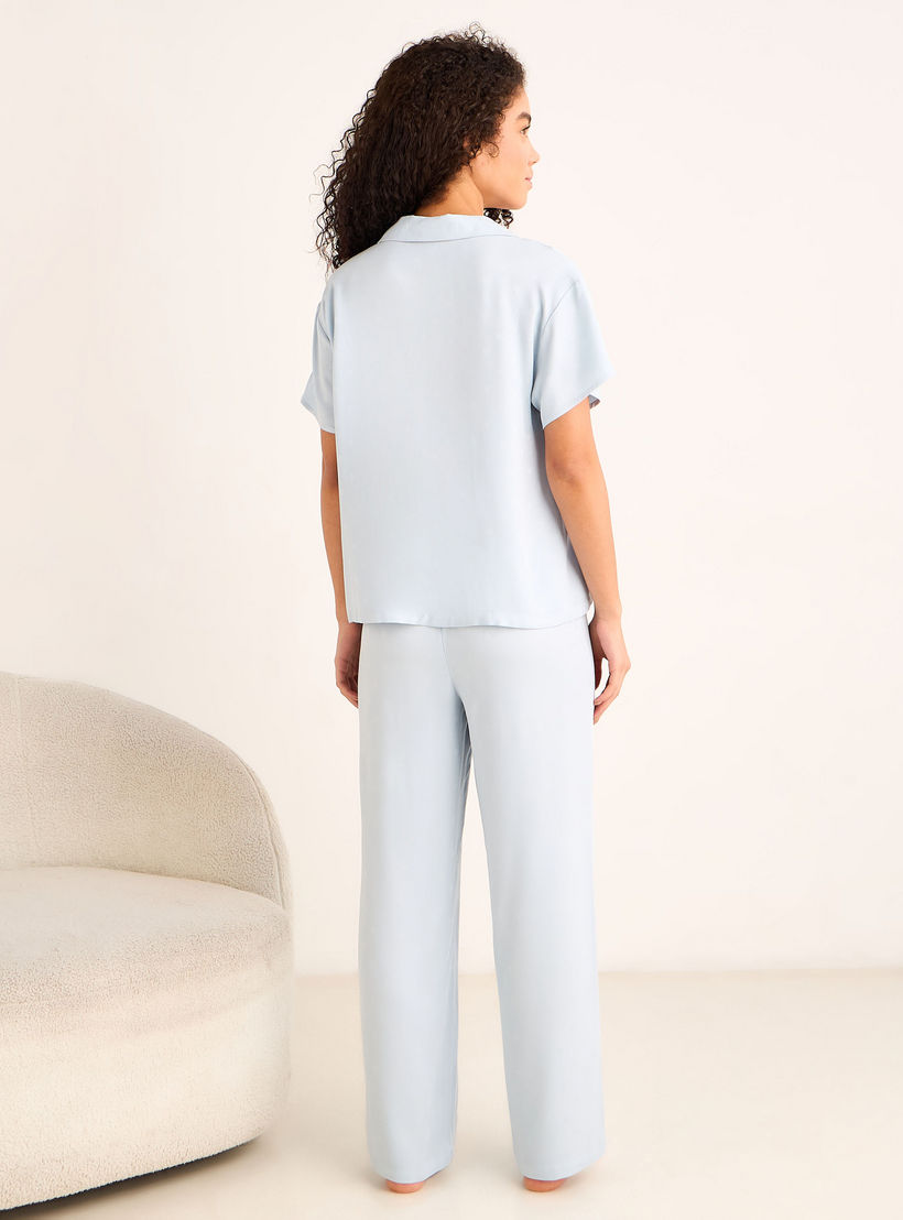 Pyjama Set Button-Down Shirt & Trousers-women-clothing-nightwear-pyjamas-longsets-image-4