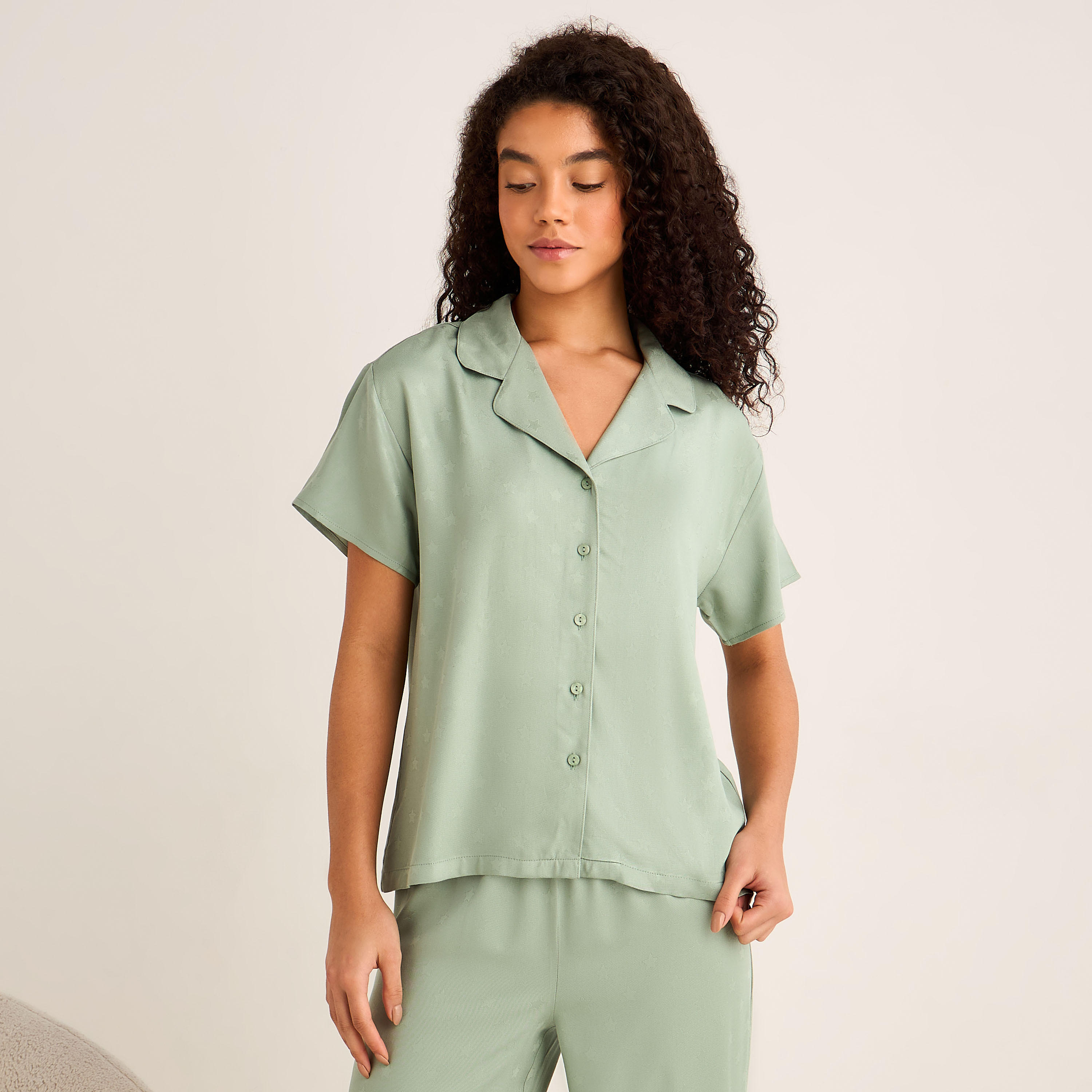 طقم قميص بأزرار إغلاق وبنطلون بيجاما-women-clothing-nightwear-pyjamas-longsets-image-2