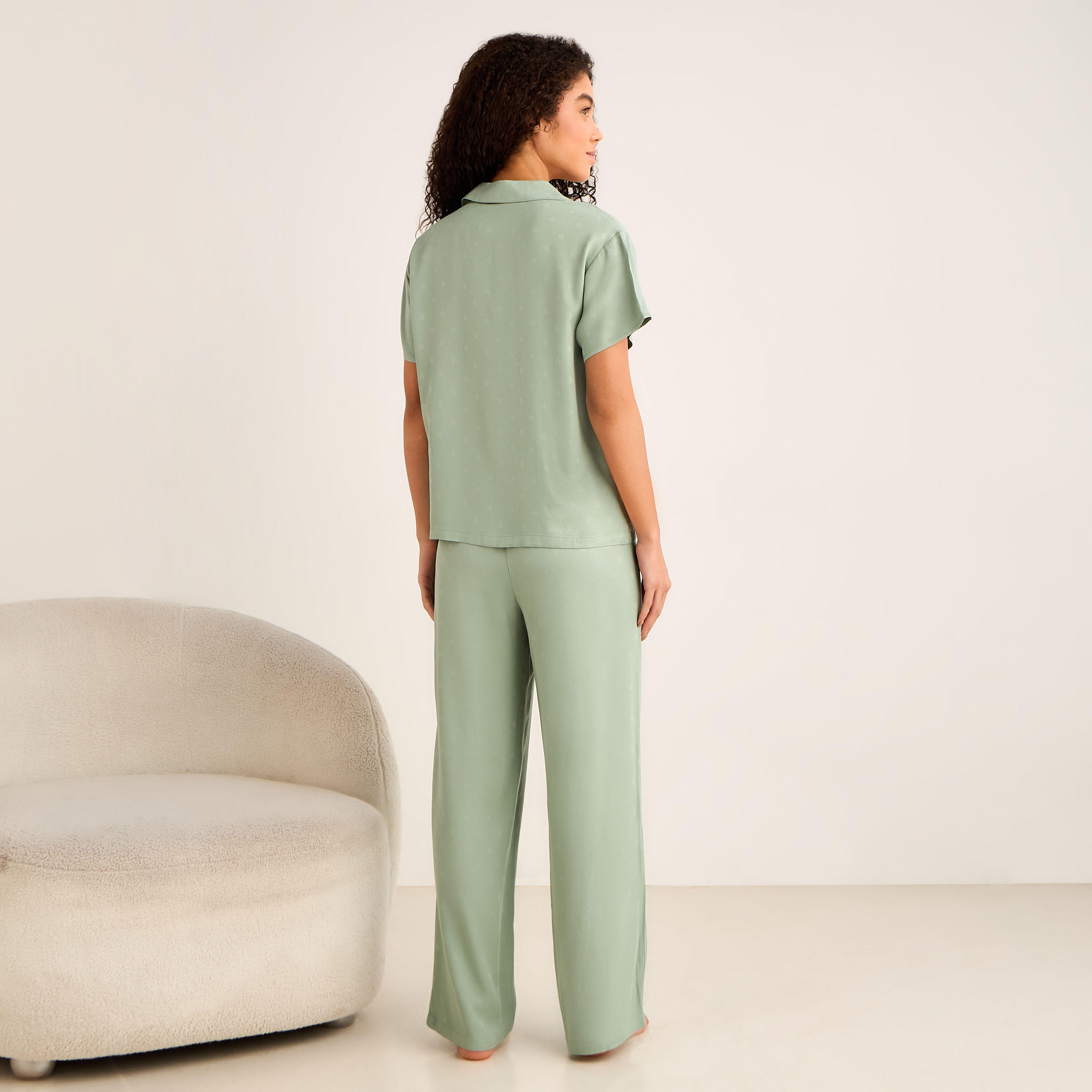 Pyjama Set Button-Down Shirt & Trousers-women-clothing-nightwear-pyjamas-longsets-image-4