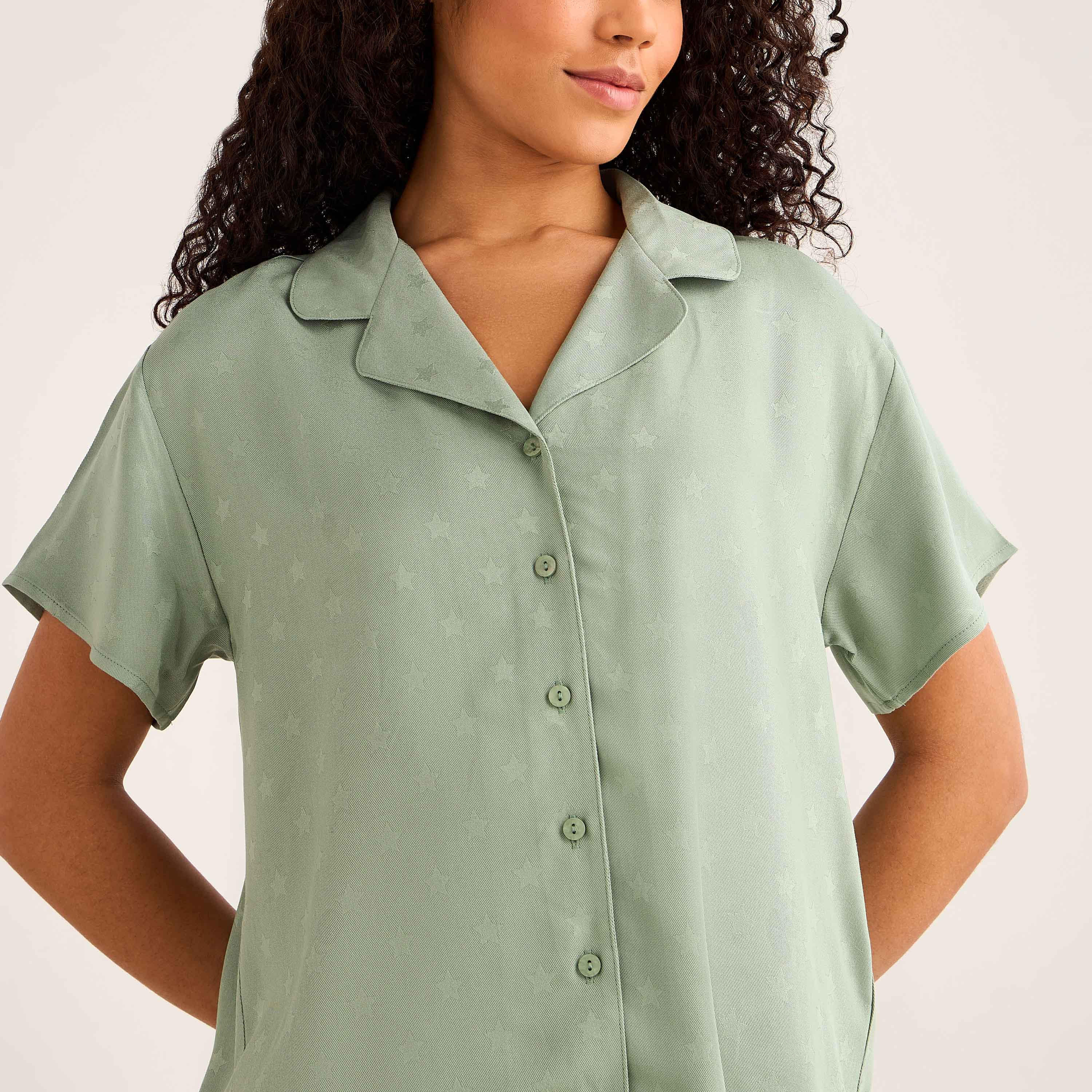 طقم قميص بأزرار إغلاق وبنطلون بيجاما-women-clothing-nightwear-pyjamas-longsets-image-5