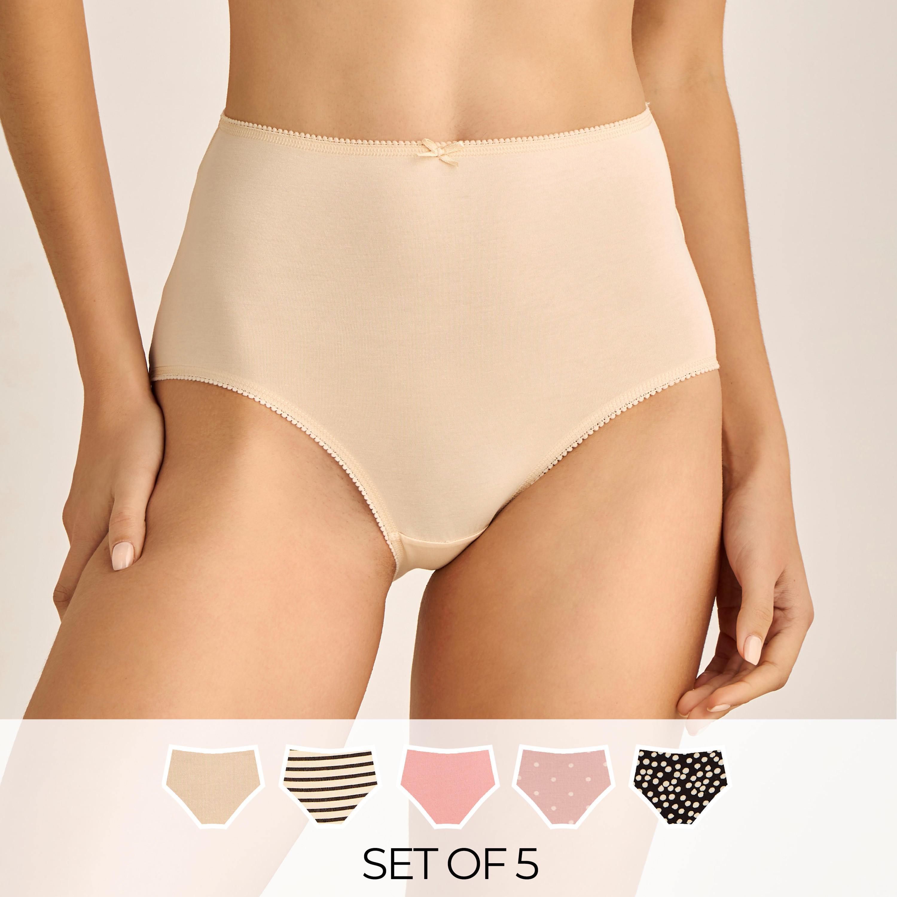 Set of 5 - Assorted High-Waist Full Briefs-women-clothing-lingerie-panties-image-1