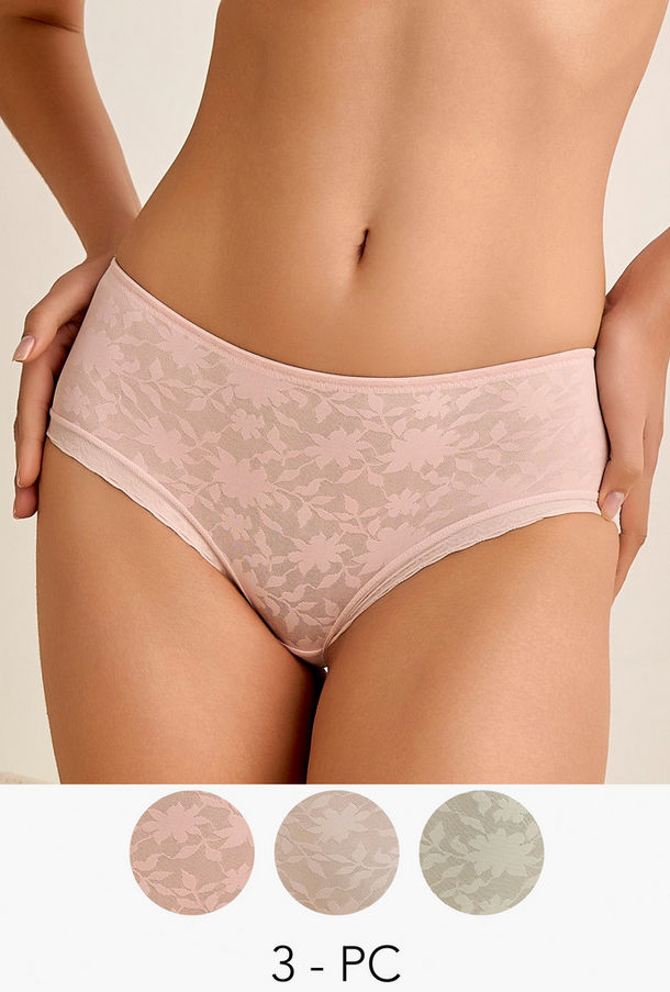سراويل داخلية بدانتيل زهري - طقم من 3 قطع-women-clothing-lingerie-panties-image-1