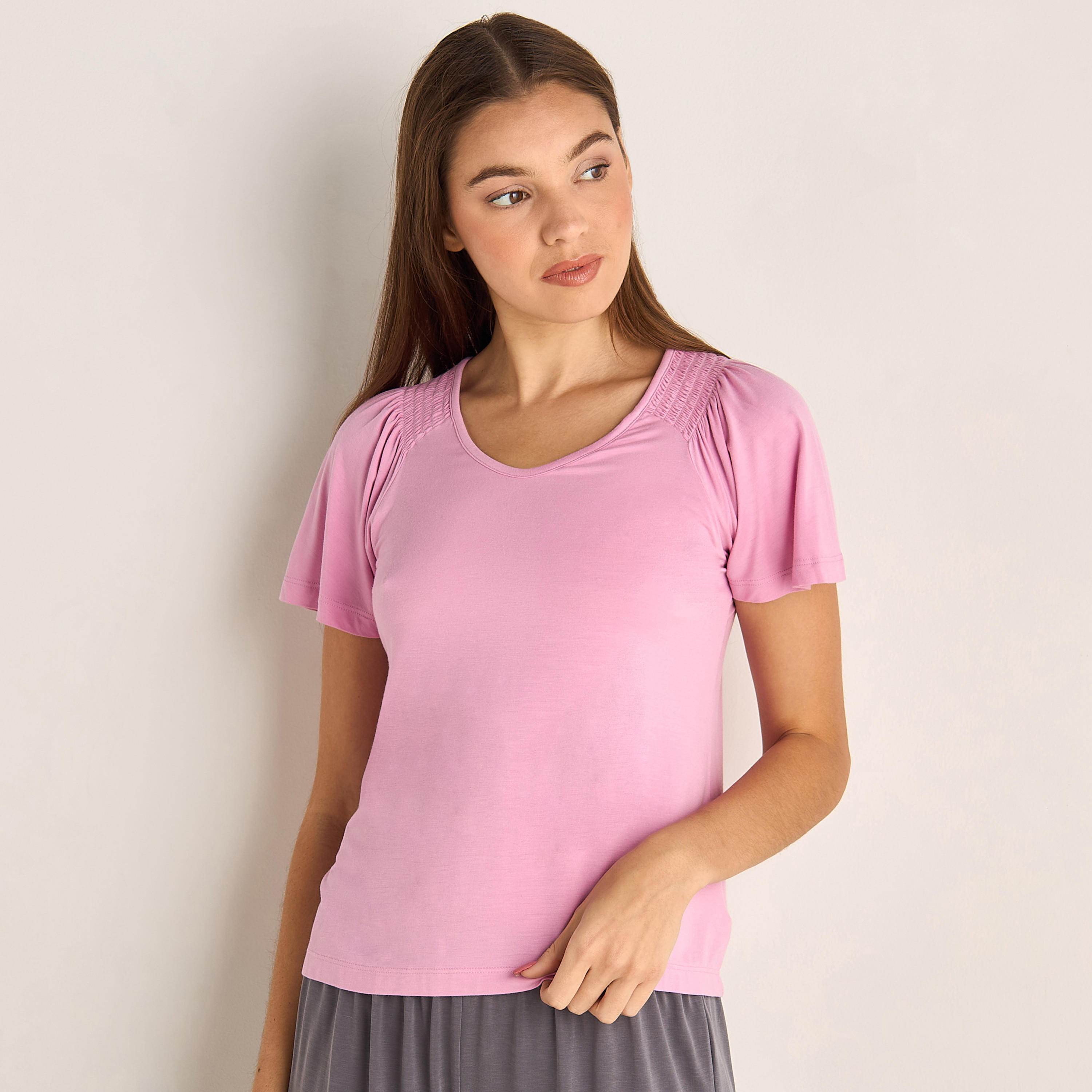 Plain Pyjama Set T-shirt-women-clothing-nightwear-pyjamas-tops-image-1