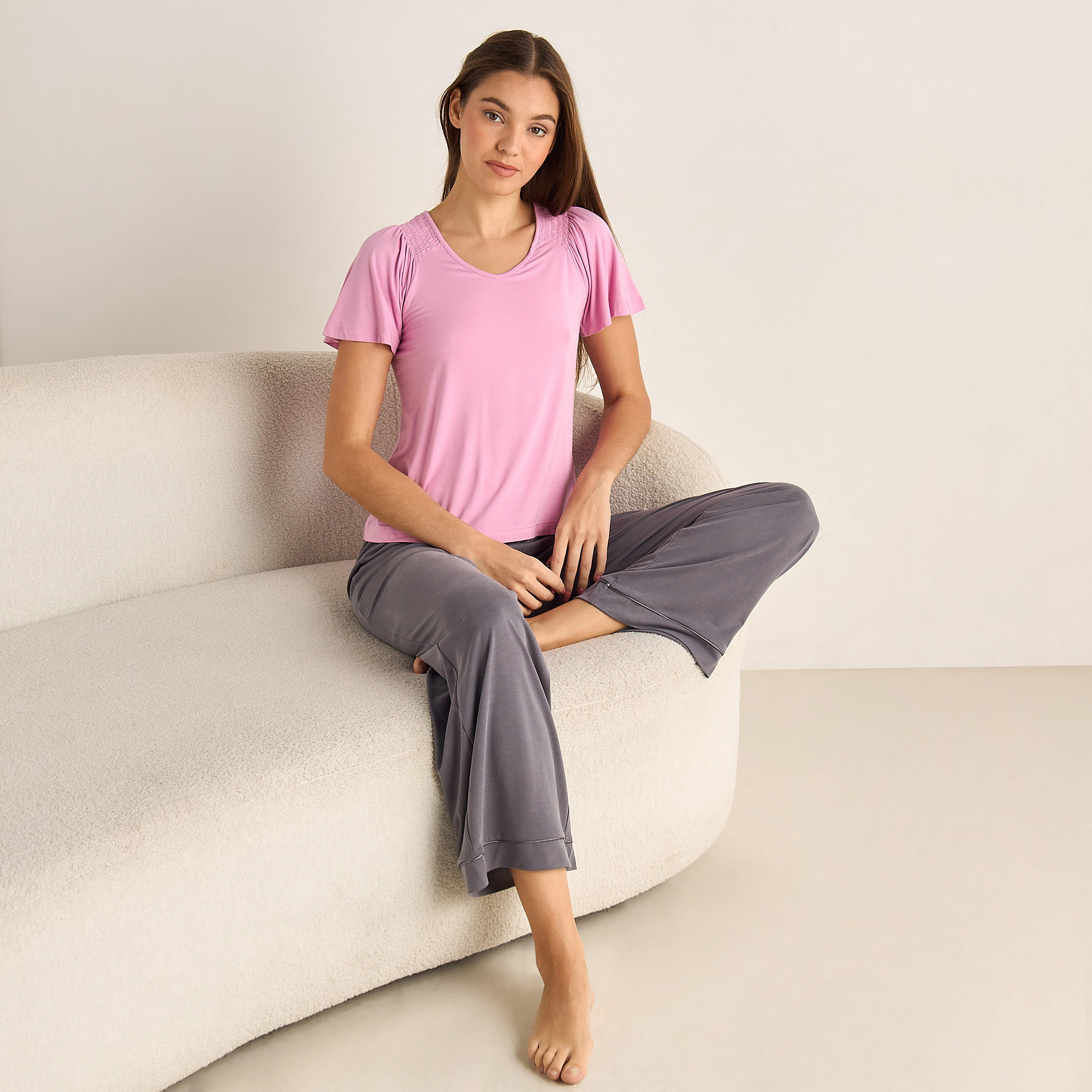 Plain Pyjama Set T-shirt-women-clothing-nightwear-pyjamas-tops-image-2