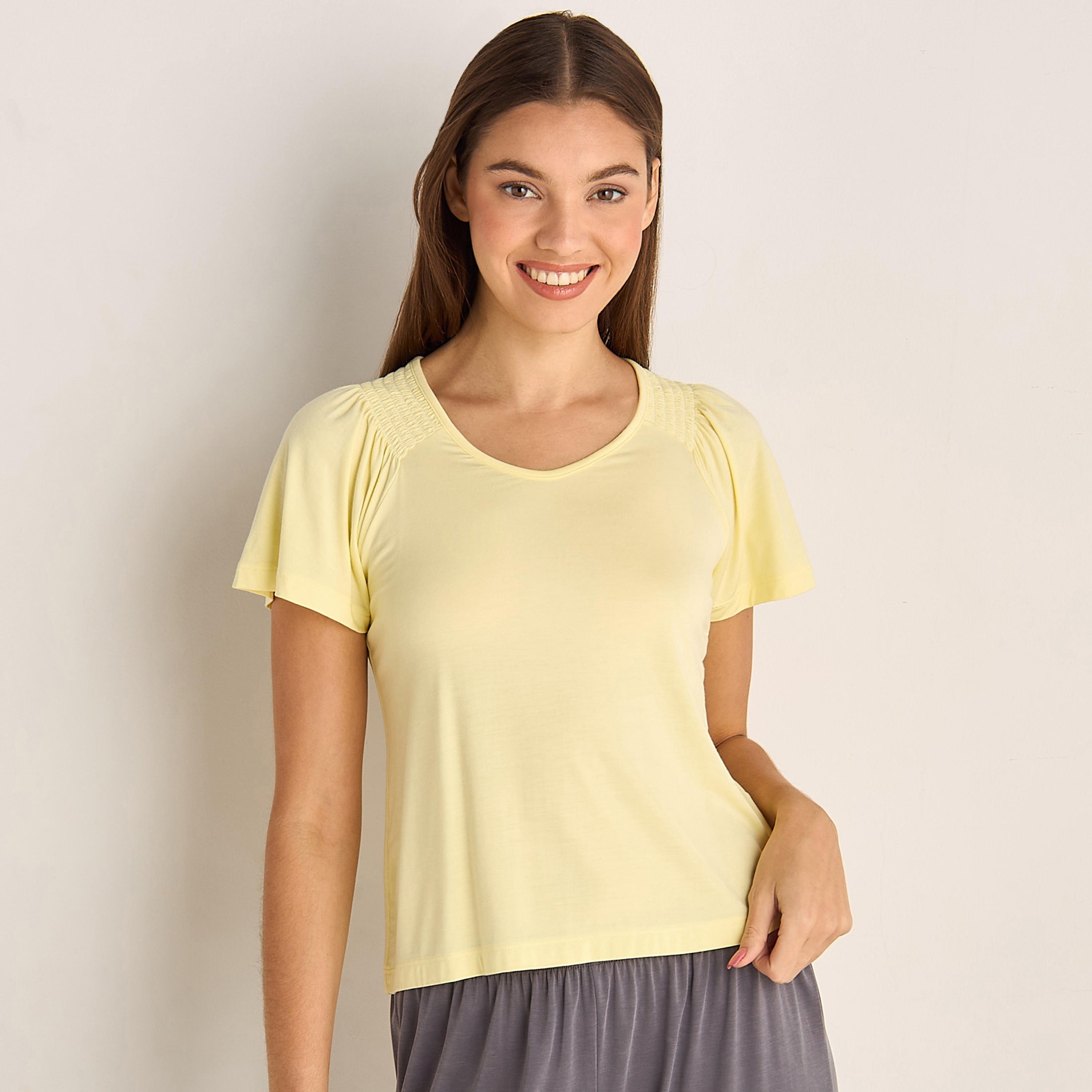Plain Pyjama Set T-shirt-women-clothing-nightwear-pyjamas-tops-image-1