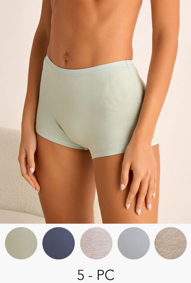 سراويل داخلية بوي ليج - طقم من 5 قطع-women-clothing-lingerie-panties-image-1