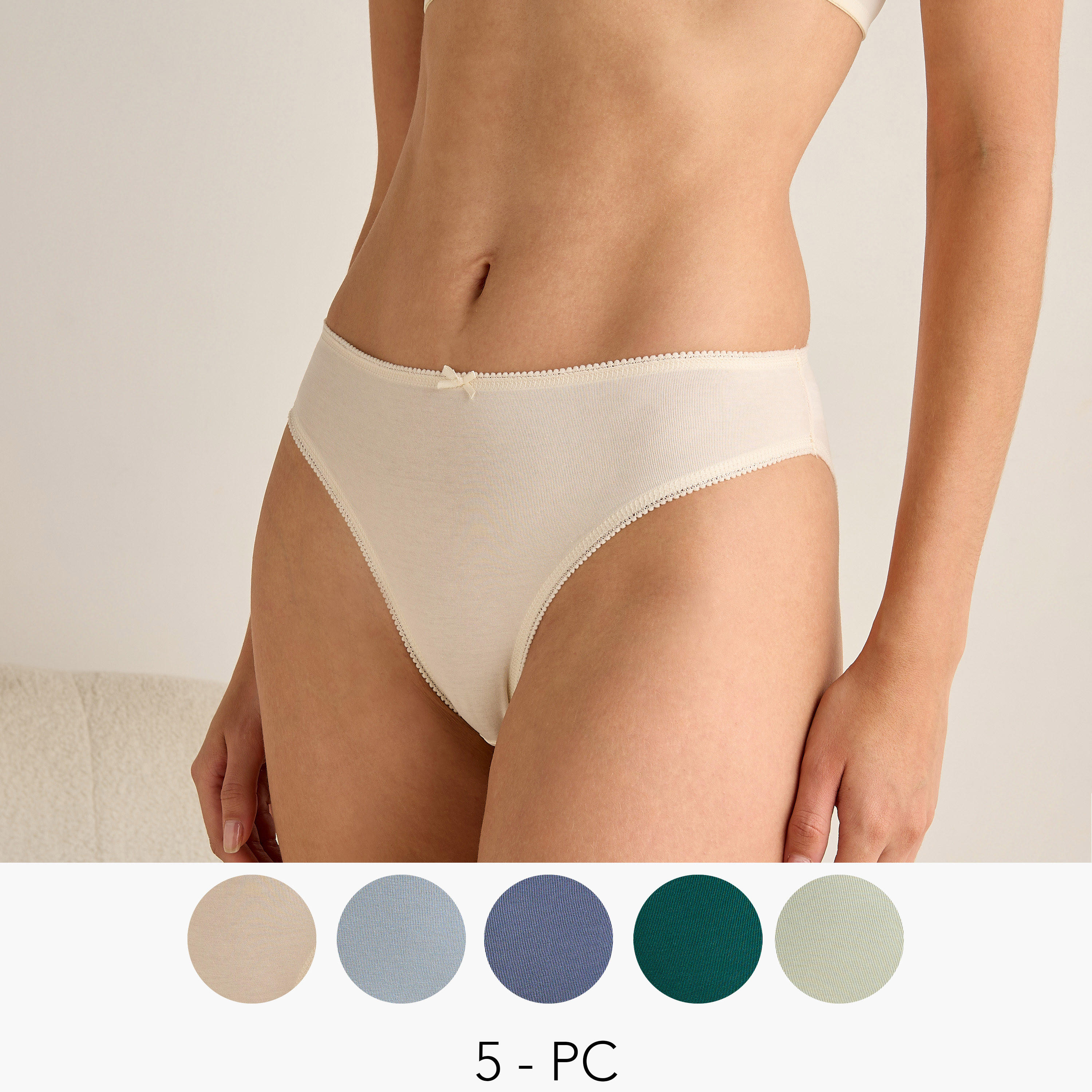 Bow Detail Bikini Briefs - Set of 5-women-clothing-lingerie-panties-image-1