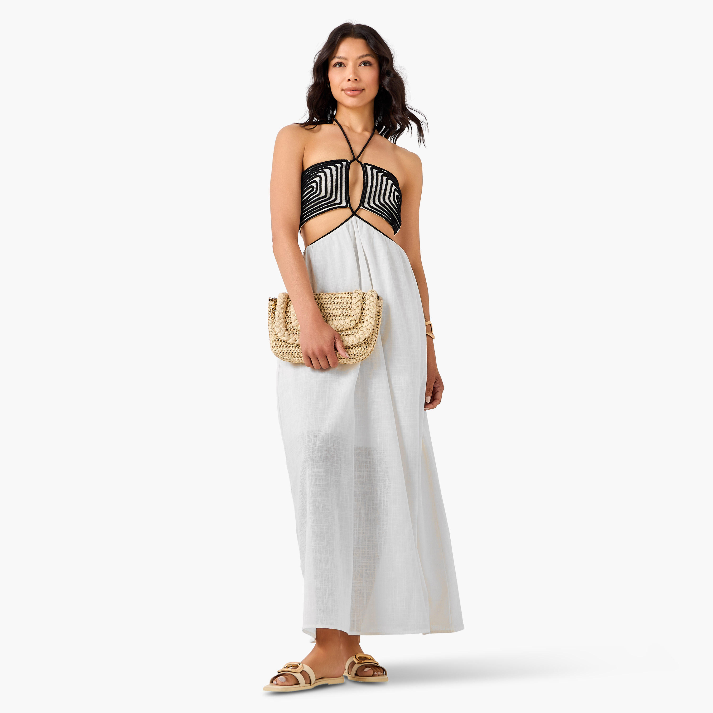 Women Geometric Rope Detail Halter Neck Maxi Dress-women-clothing-swimandbeach-beachwear-image-3
