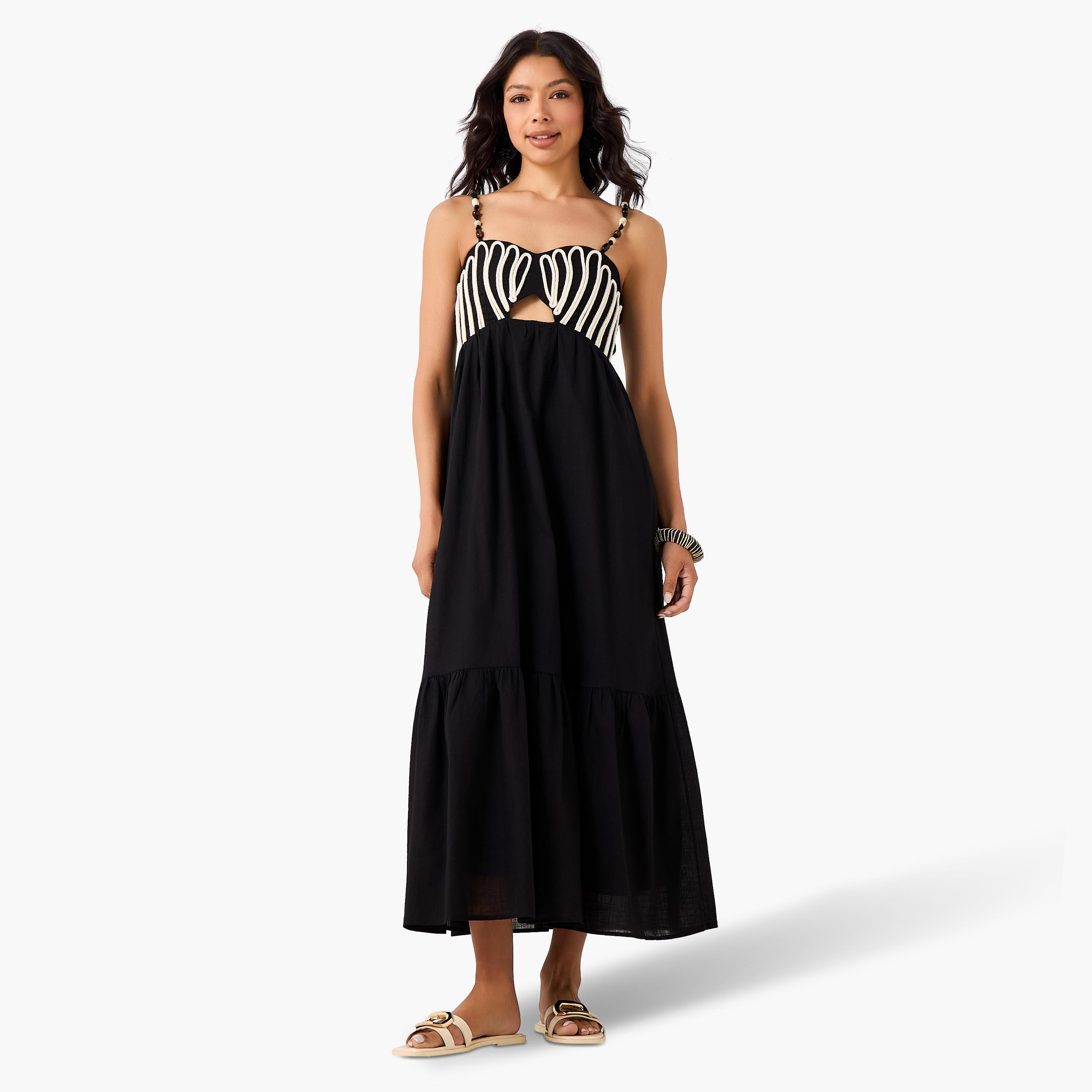 فستان طويل بتفاصيل مفرغة للنساء-women-clothing-swimandbeach-beachwear-image-2