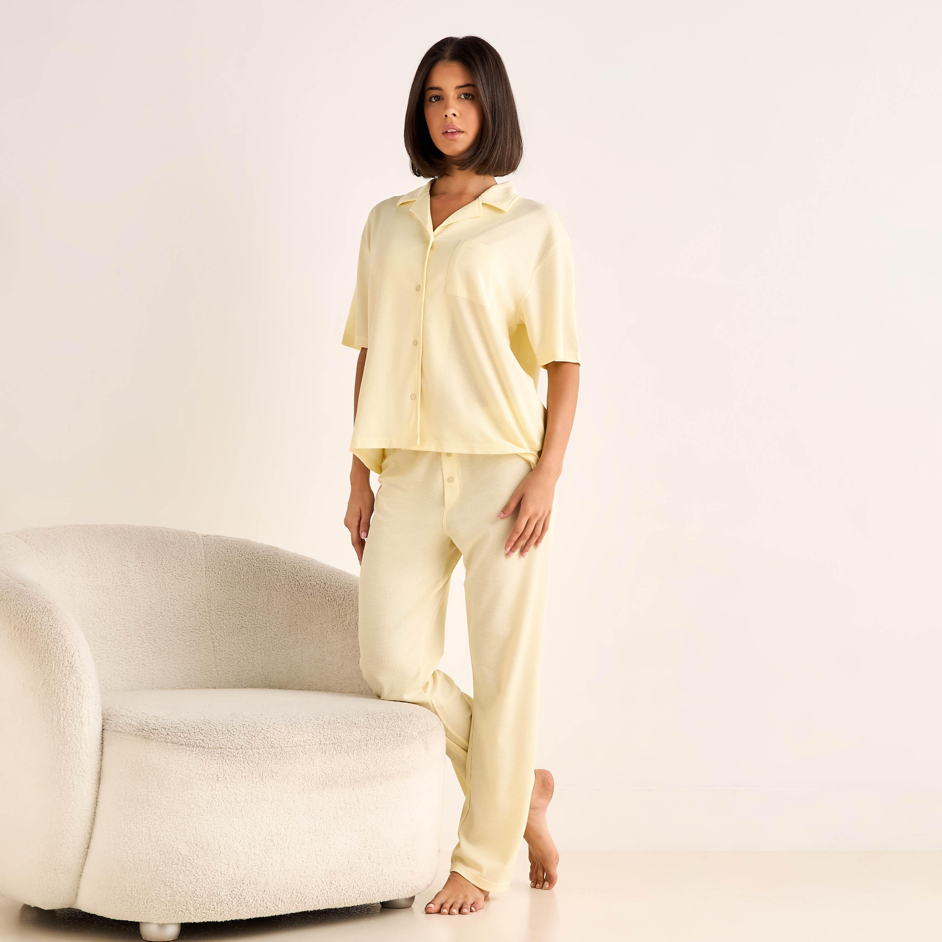 Pyjama Set Button-Down Shirt & Pants-women-clothing-nightwear-pyjamas-longsets-image-1