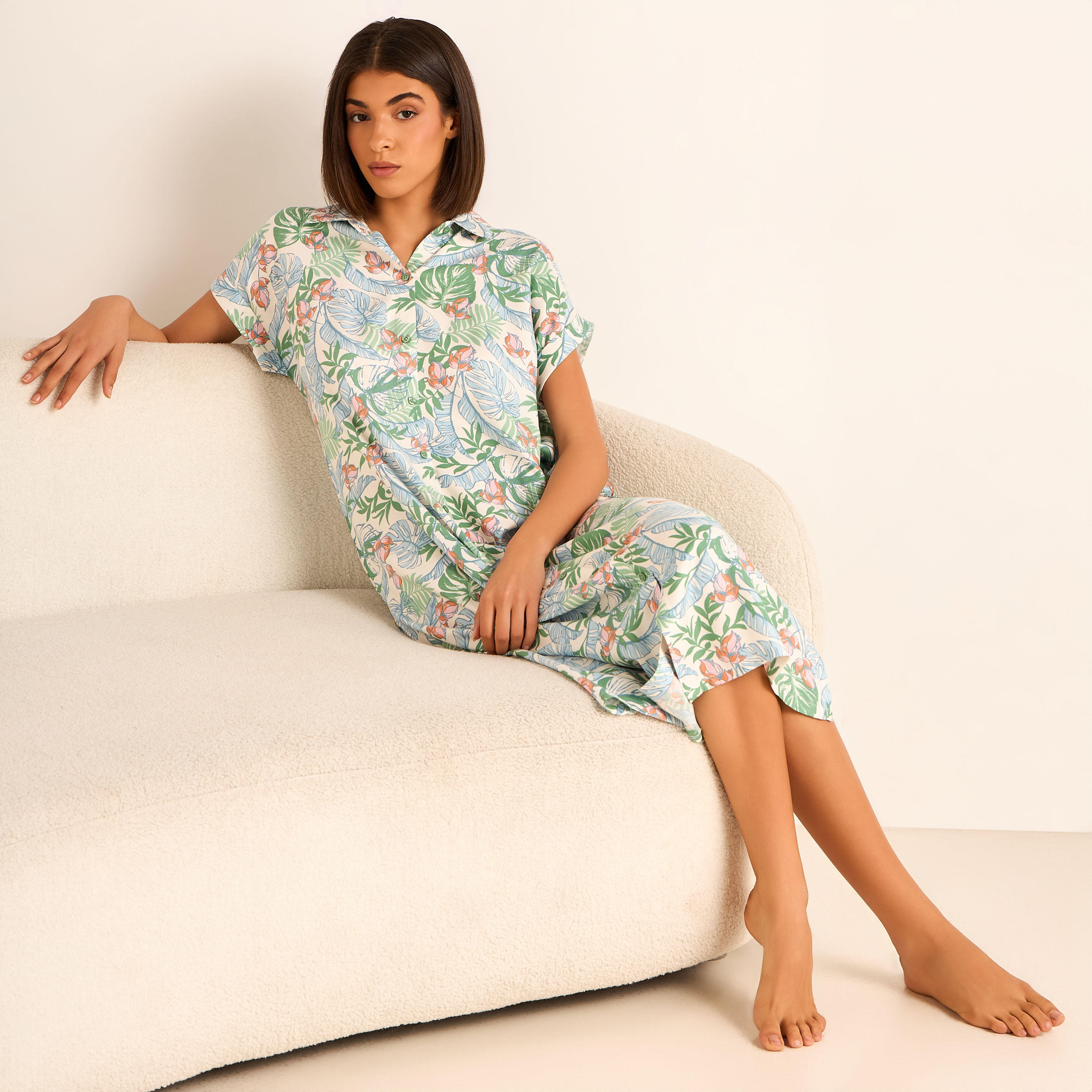 Night Dress Short Sleeves Assorted Print Viscose - Set of 2-women-clothing-nightwear-nighties-image-3