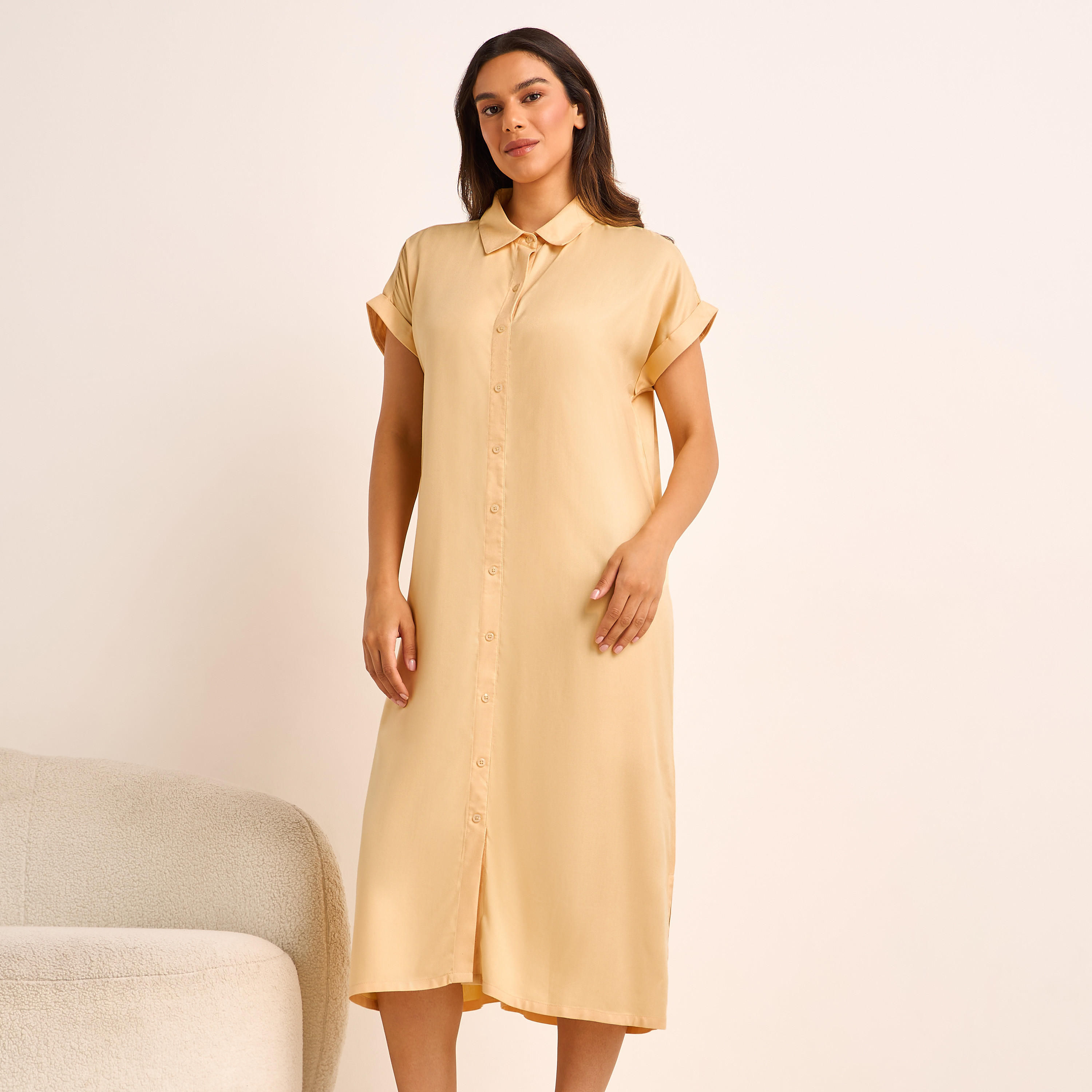 Midi Length Night Dress Short Sleeves Printed Viscose - Set of 2-women-clothing-nightwear-nighties-image-7