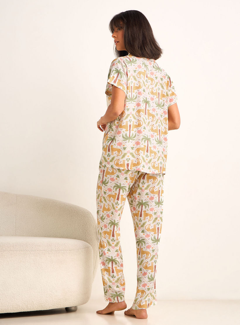 طقم بيجاما فيسكوز بلوزة وبنطلون-women-clothing-nightwear-pyjamas-longsets-image-4