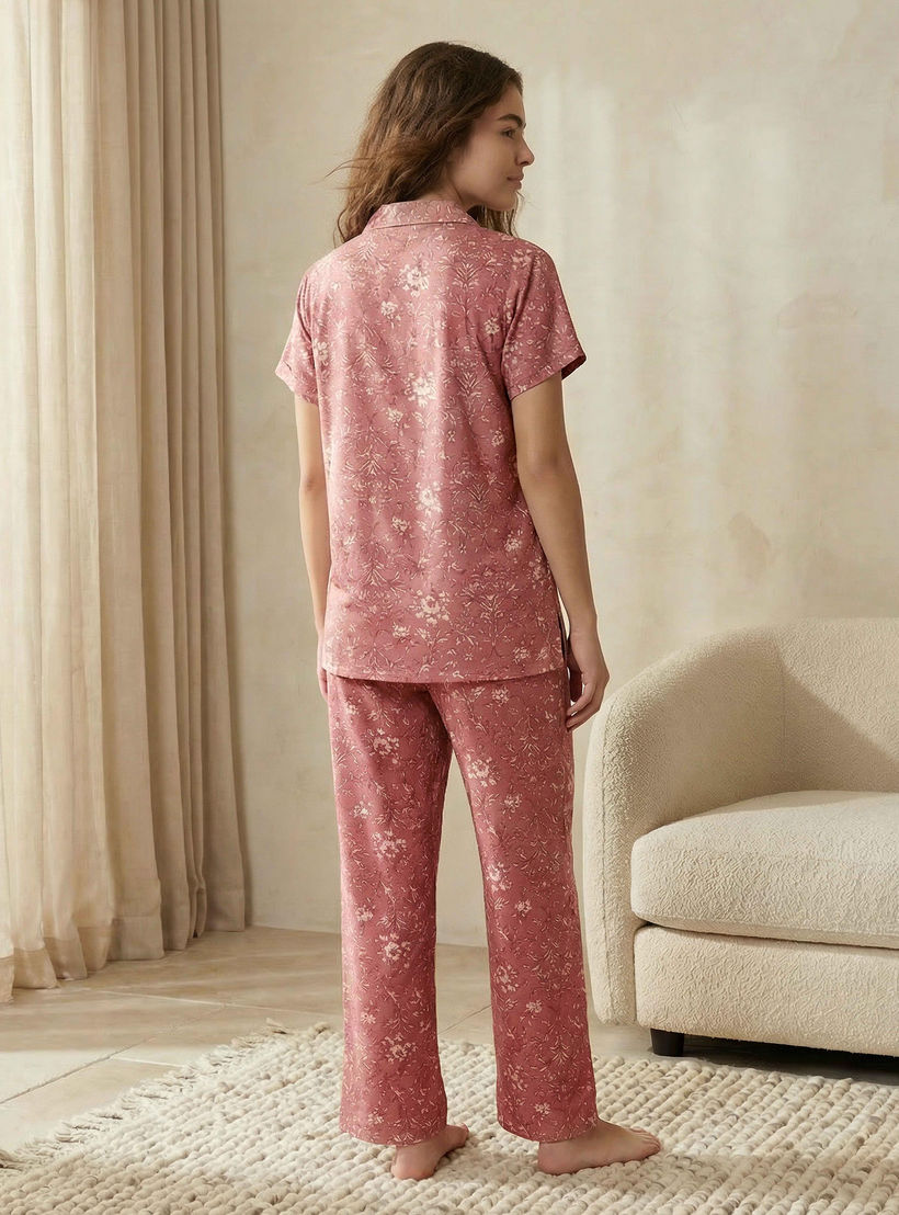 طقم بيجاما فيسكوز بلوزة وبنطلون-women-clothing-nightwear-pyjamas-longsets-image-4