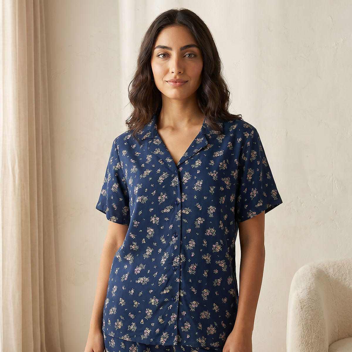 Pyjama Set Button-Down Shirt & Trousers Viscose-women-clothing-nightwear-pyjamas-longsets-image-3
