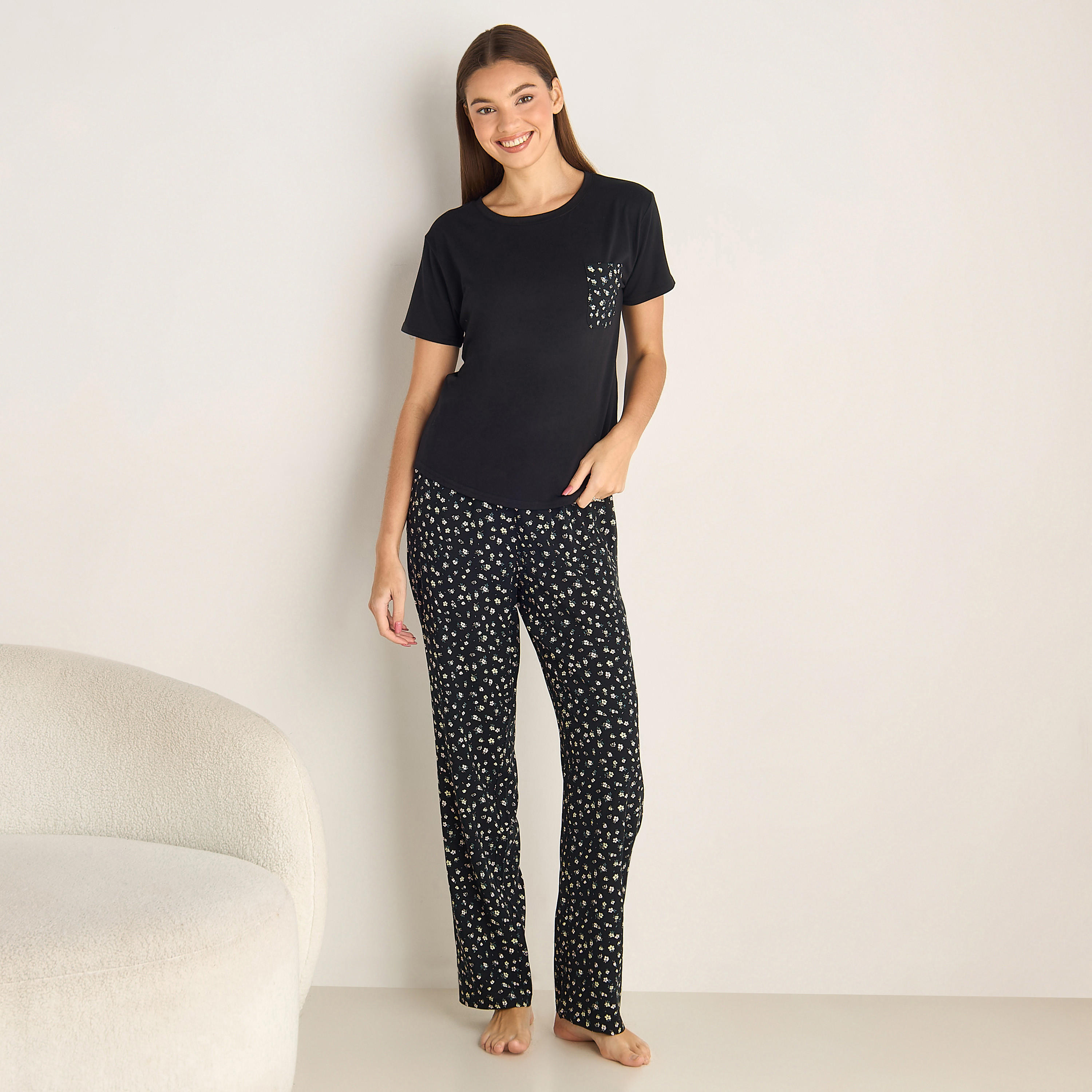 طقم تيشيرت وبنطلون بيجاما-women-clothing-nightwear-pyjamas-longsets-image-6